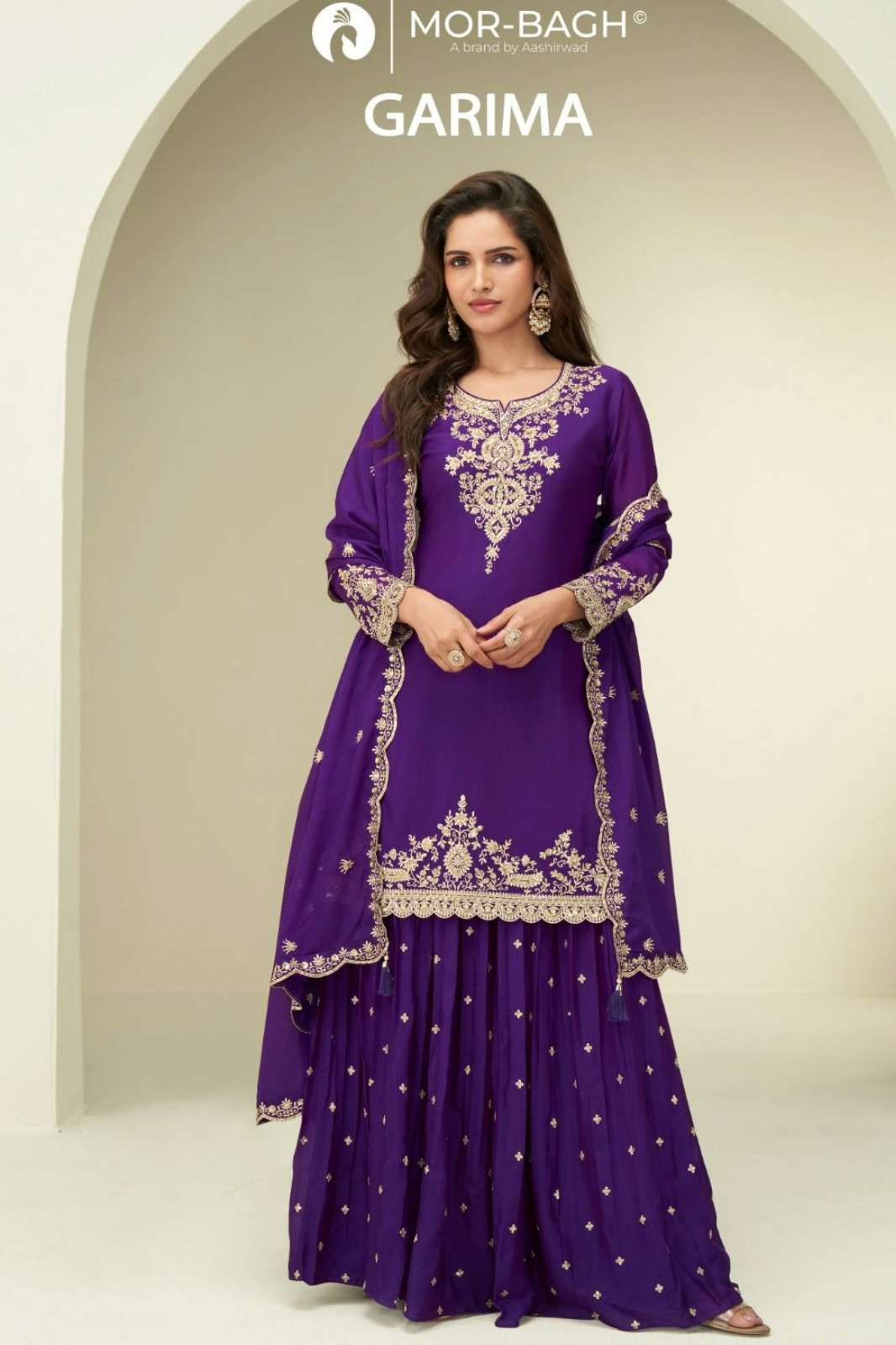 Aashirwad GARIMA Ready to Wear Premium Chinon Silk Embroidered Suit