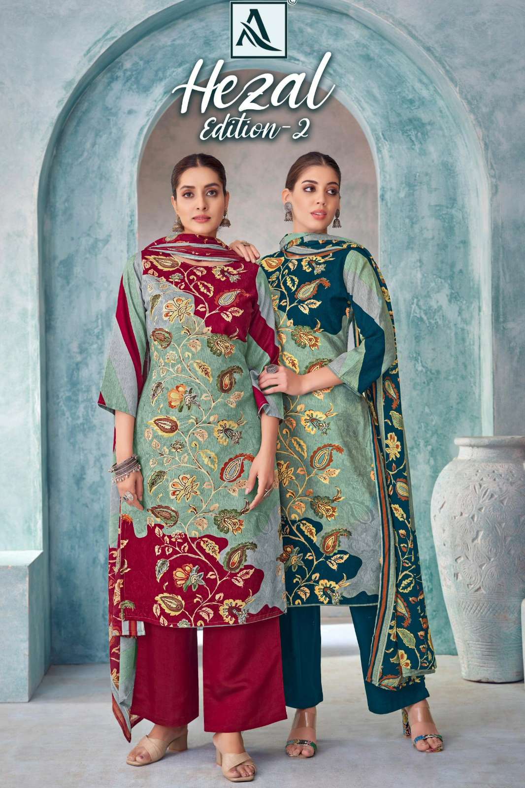 Alok Suit HEZAL 2 ure Viscose Rayon Suit with Elegant Hand Work