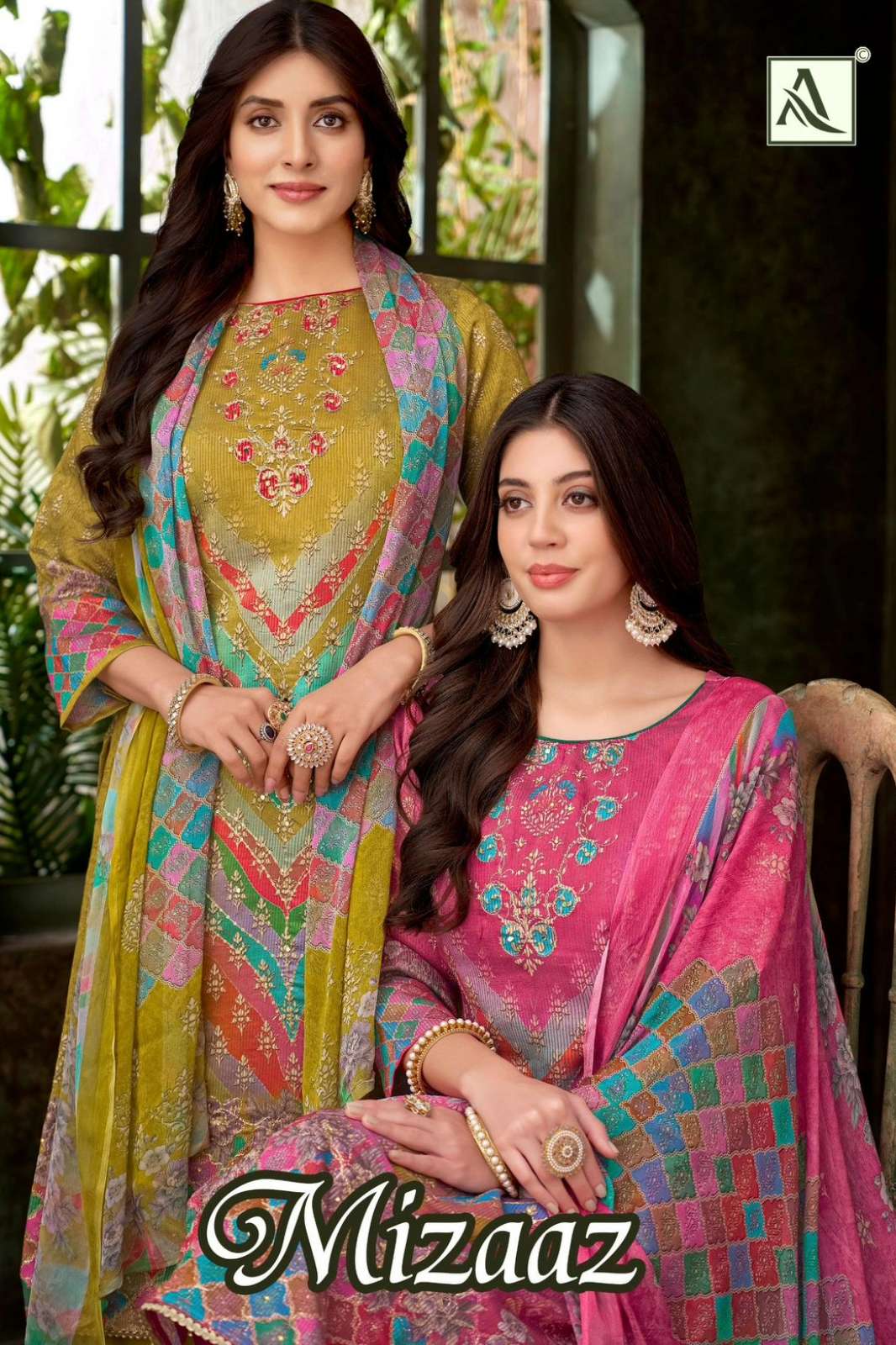 Alok Suit MIZAAZ Premium Viscose Simmer Digital Printed Suit with Hand Work