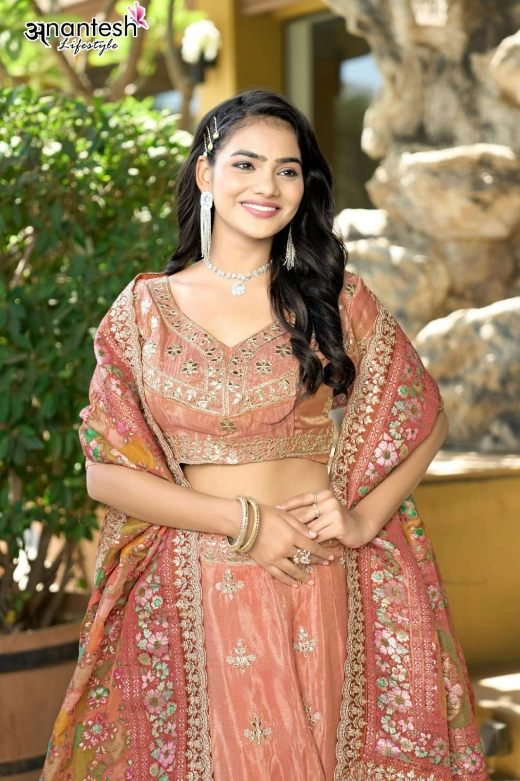 ANANTESH OCCASION VOL 13 PURE COSMOS TISSUE LEHENGA CHOLI