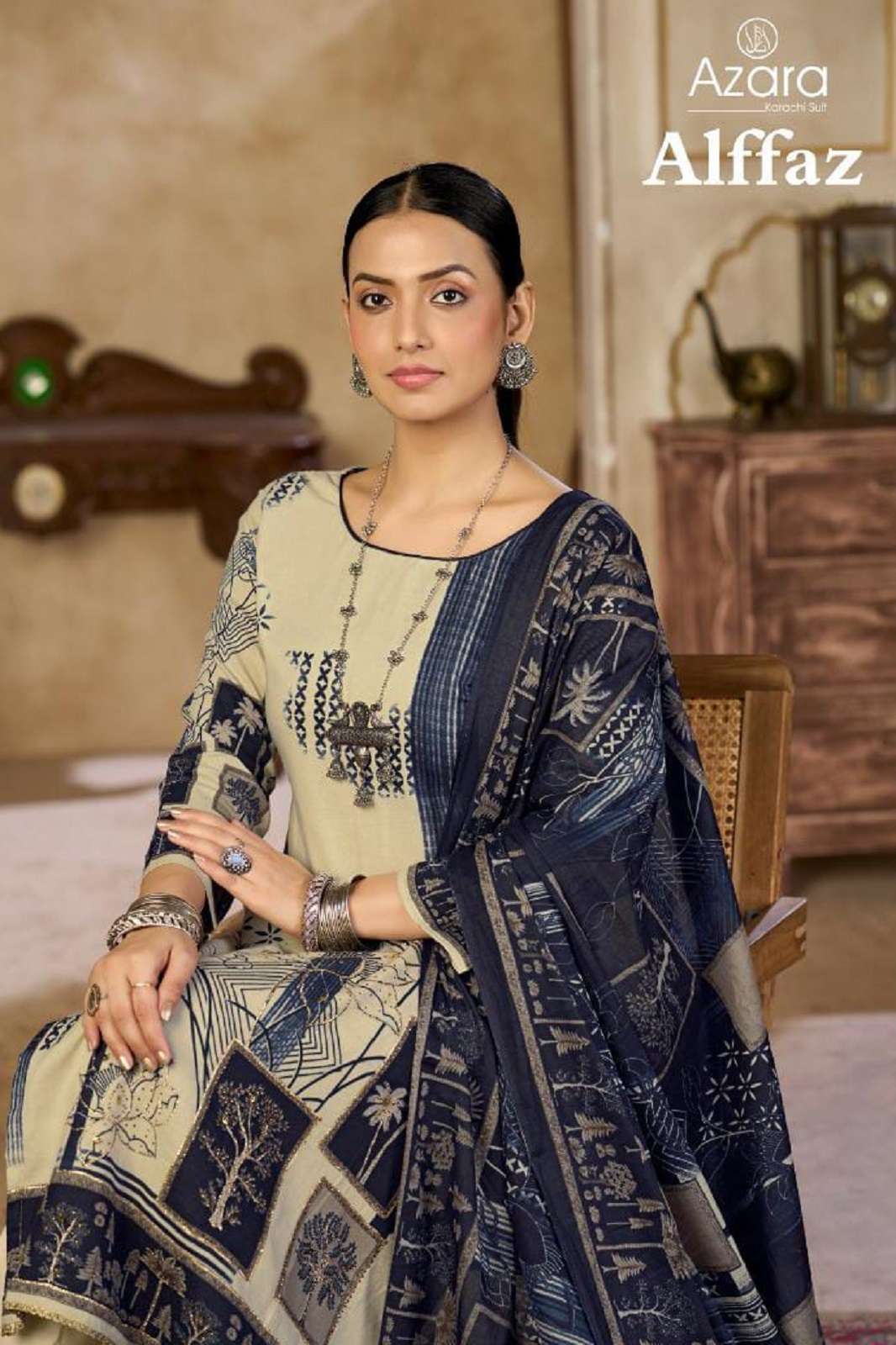 AZARA ALFFAZ LAWN COTTON HANDWORKED DRESS MATERIALS