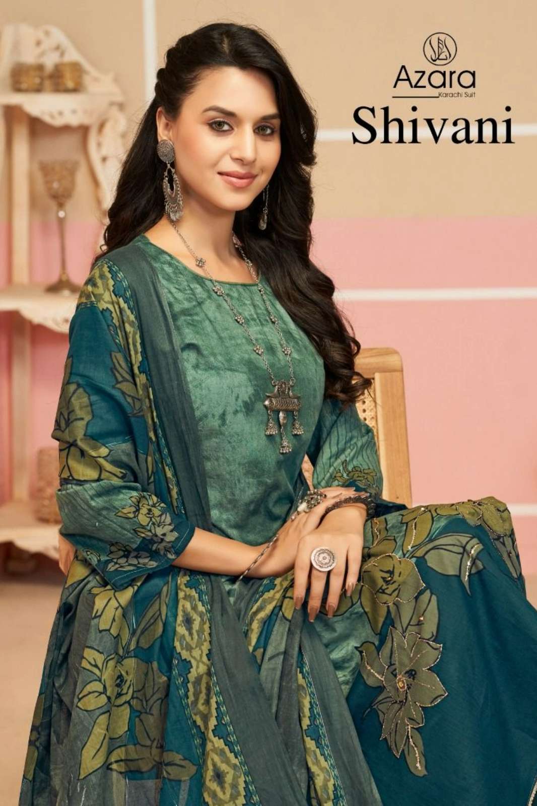 Azara SHIVANI Pure lawn cotton printed suit with hand work