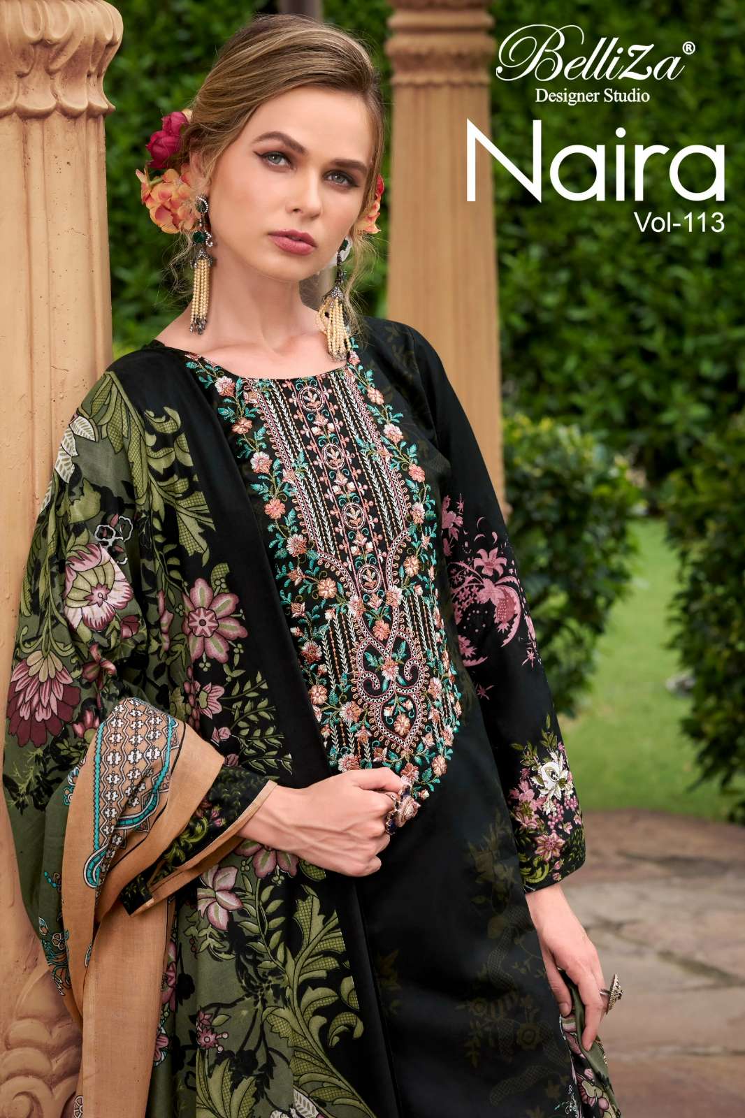 Belliza NAIRA VOL 113 Pure Cotton Digital Printed Suit with Embroidery 