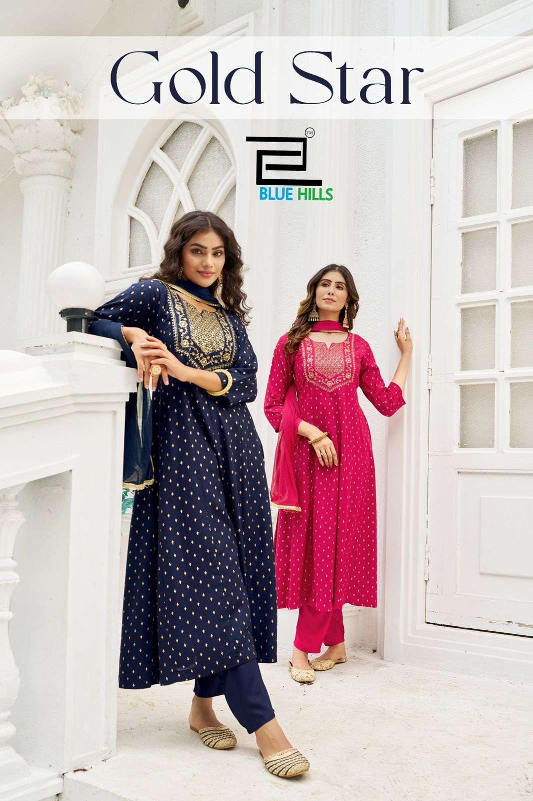 BLUE HILLS GOLD STAR READY TO WEAR ANARKALI KURTIES