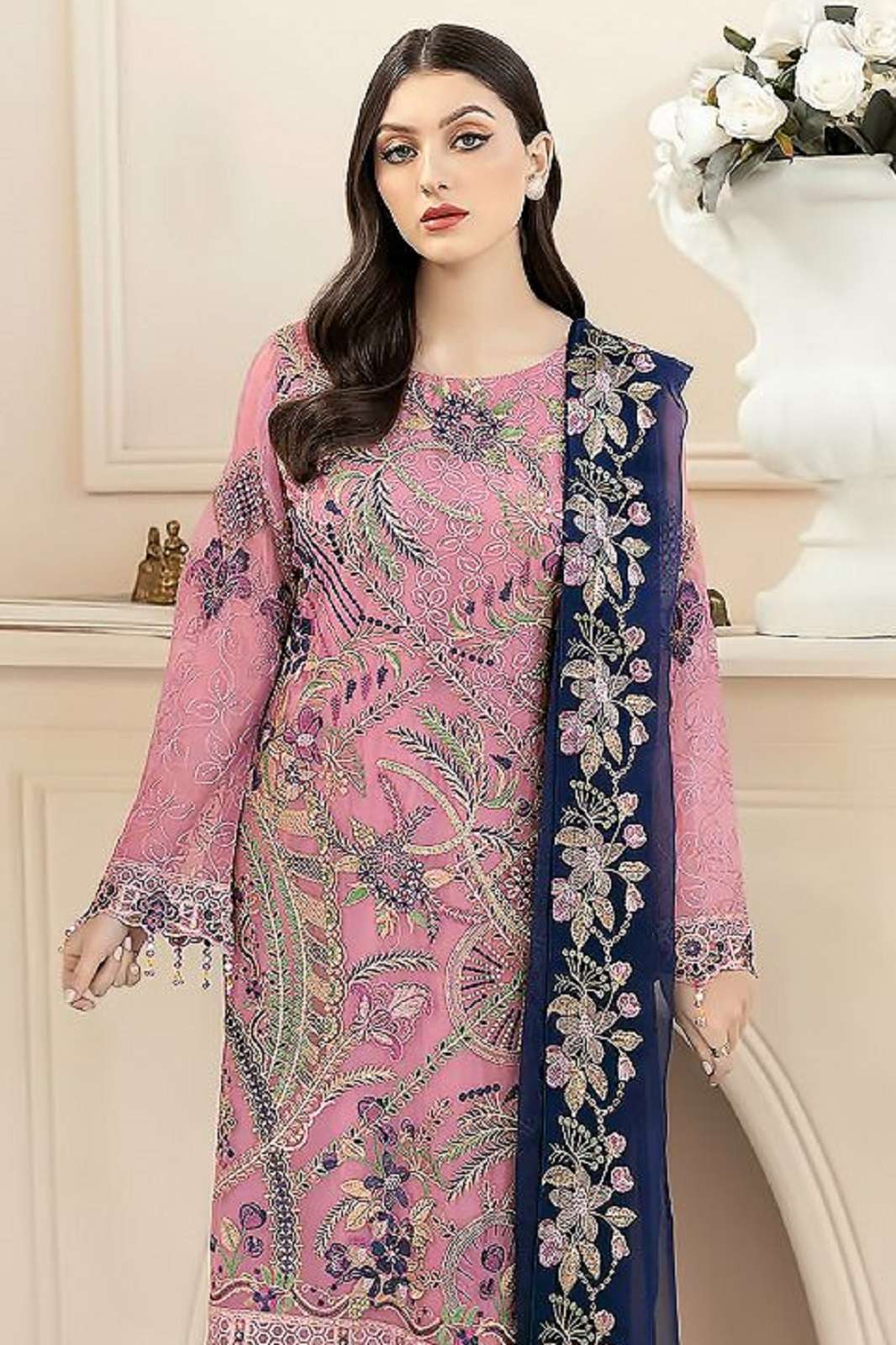 COSMOS AAYRA VOL 26 GEORGETTE EMBROIERED DRESS MATERIALS