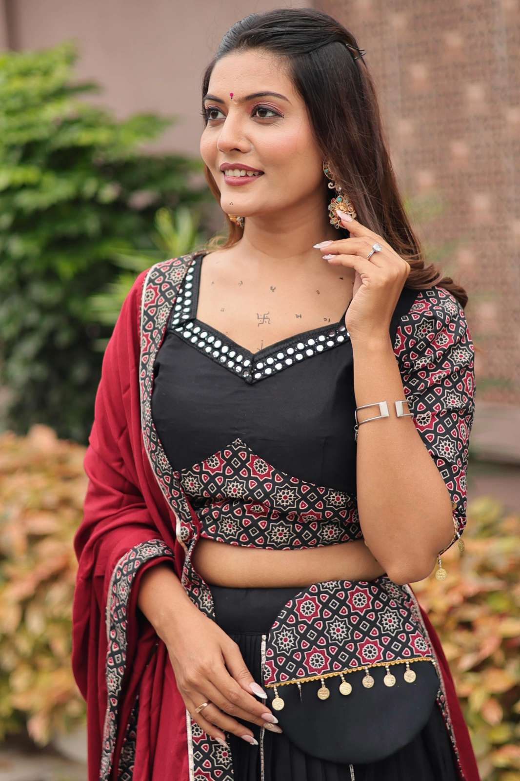 Crazy Cloths 117 Navratri Special Gamathi Work Pure Cotton Lehenga choli