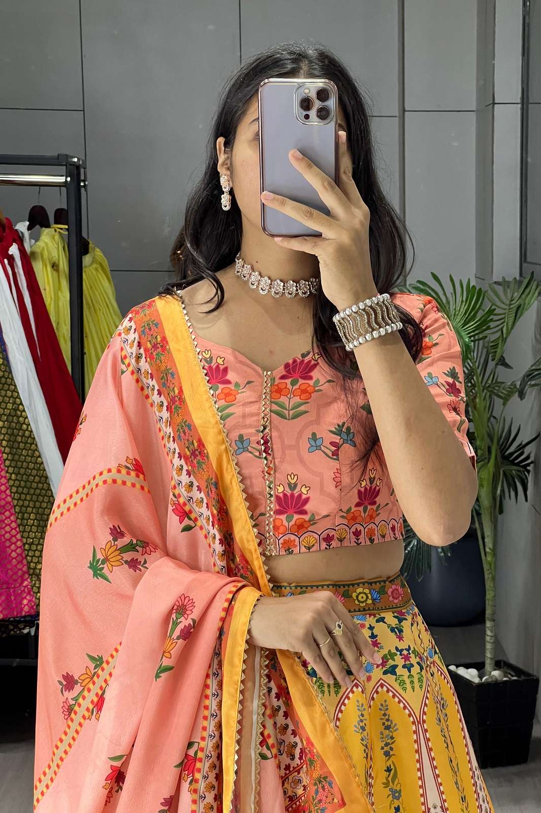 CRAZYCLOTHES 7138 ART SILK PRINTED LEHENGAS