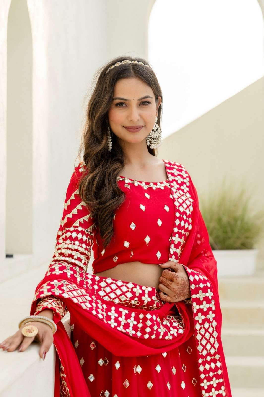 CRAZYCLOTHES tf 117 GEORGETTE EMBROIERED LEHENGAS