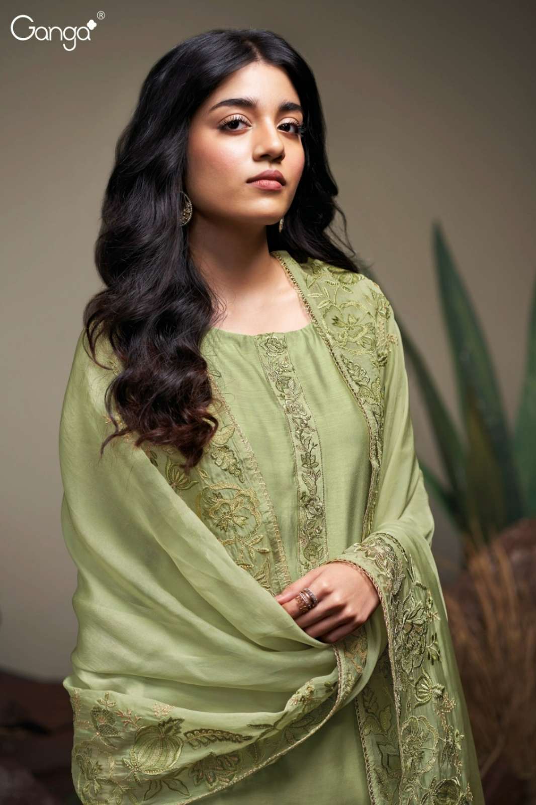 GANGA FAYETH S3849 PREMIUM PURE BEMBERG SILK SUIT WITH EMBROIDERY