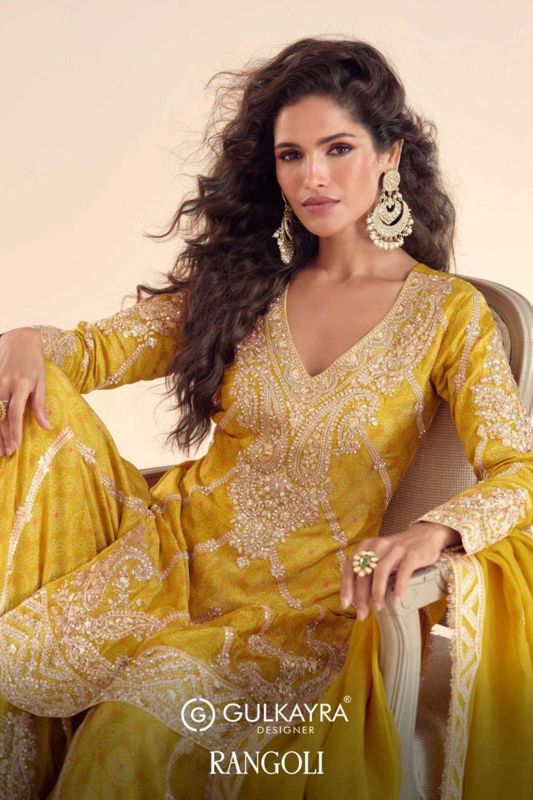 Gulkayra RANGOLI Digital Work Real Chinon Palazzo Suit