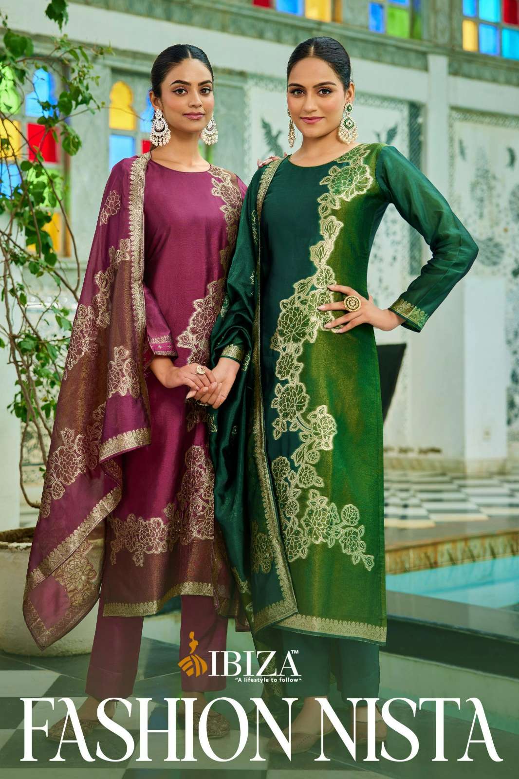 Ibiza FASHION NISTA Pure Banglory Silk Simar Suit with Delicate Handwork