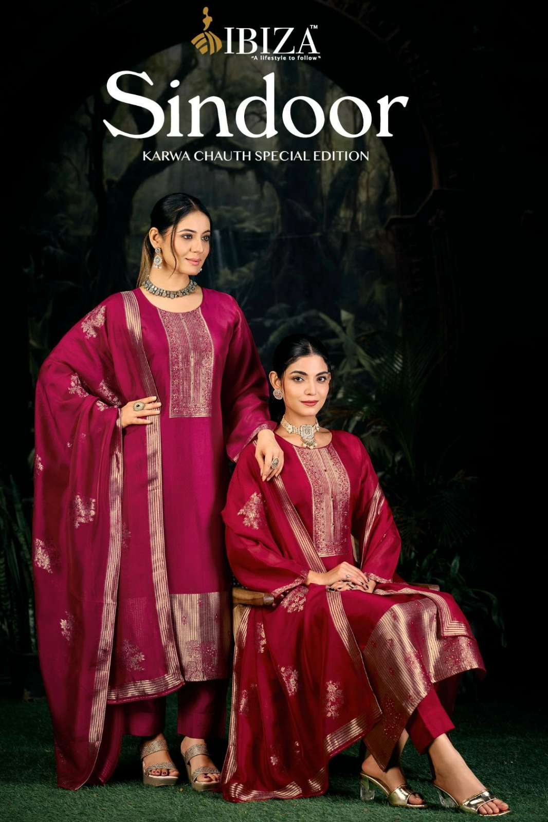 IBIZA SINDOOR PURE BANGLORY SILK JACQUARD SUIT WITH HANDWORK
