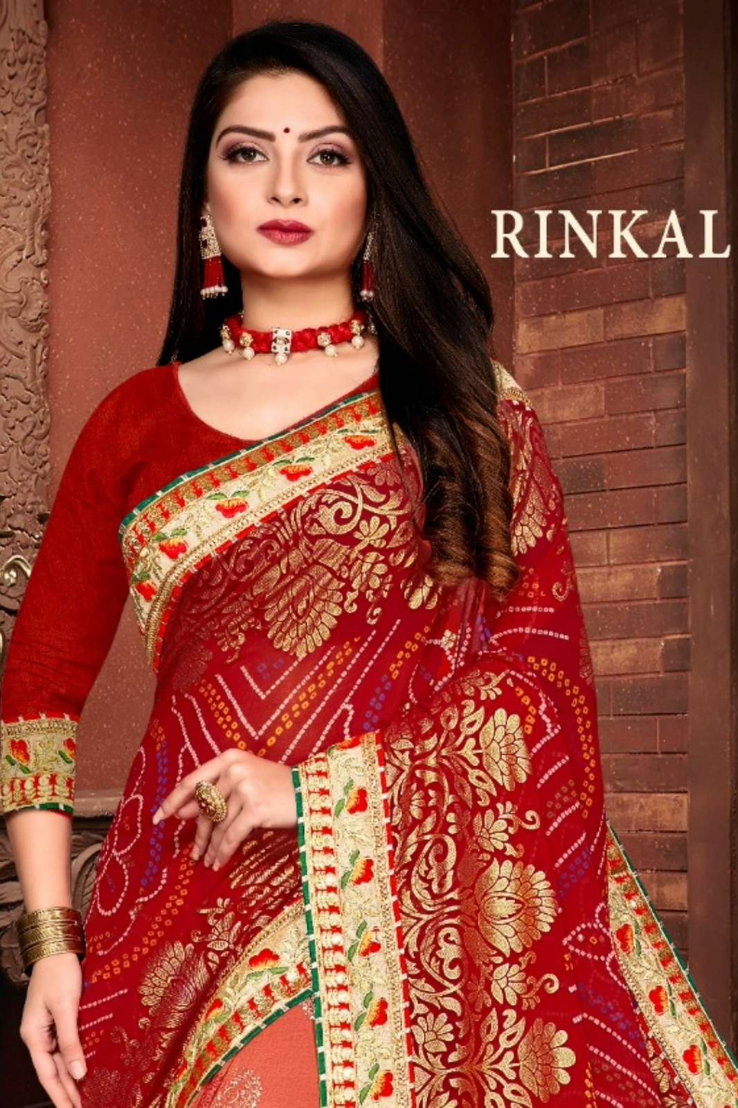JALNIDHI RINKAL TRADITIONAL HALF 2 WITHOUT BANDHANI GEORGETTE SAREE