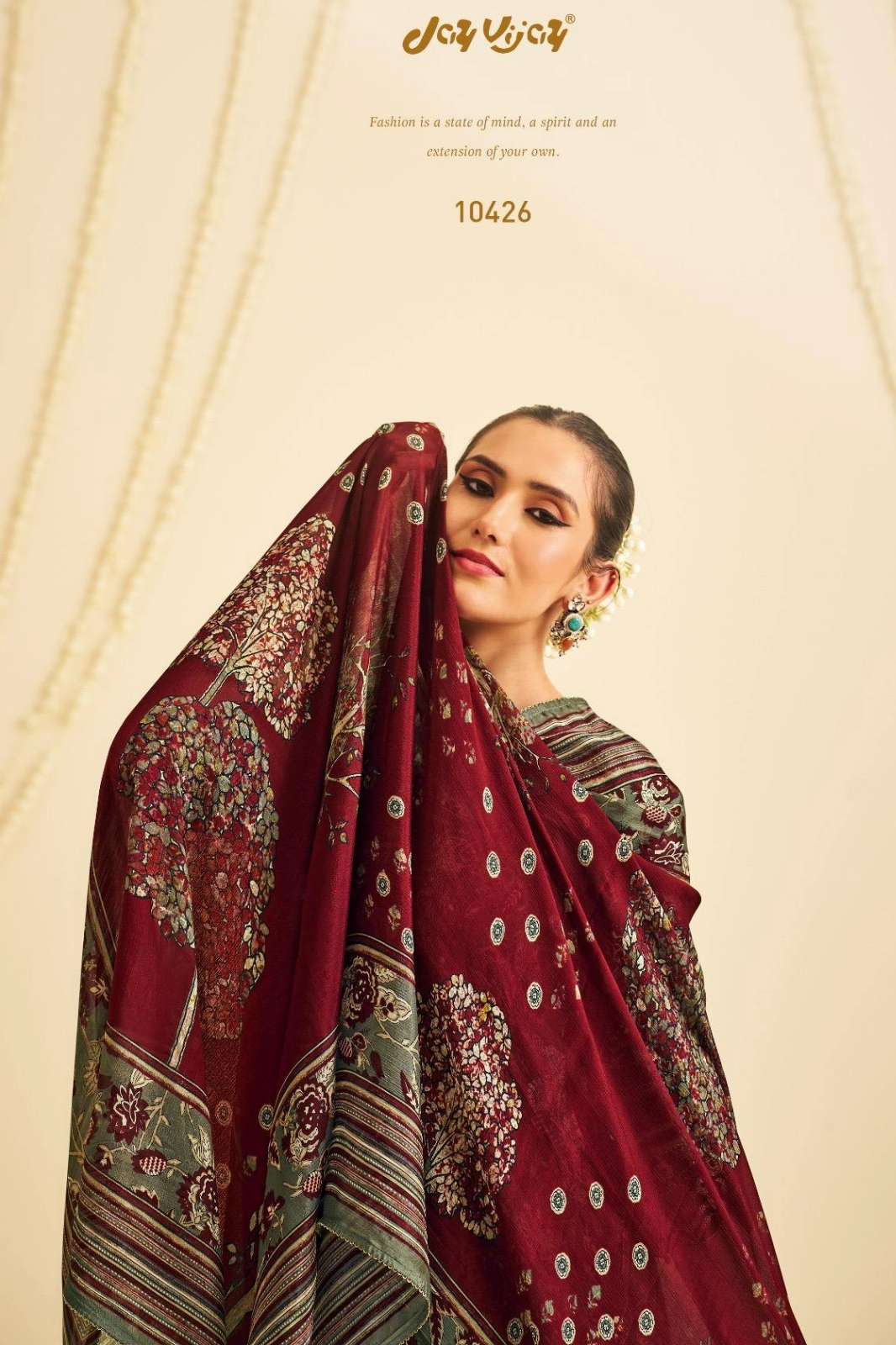 JAY VIJAY KAVIRA PURE MUSLIN SILK JACQUARD DIGITAL PRINTED SUIT WITH EMBROIDERY
