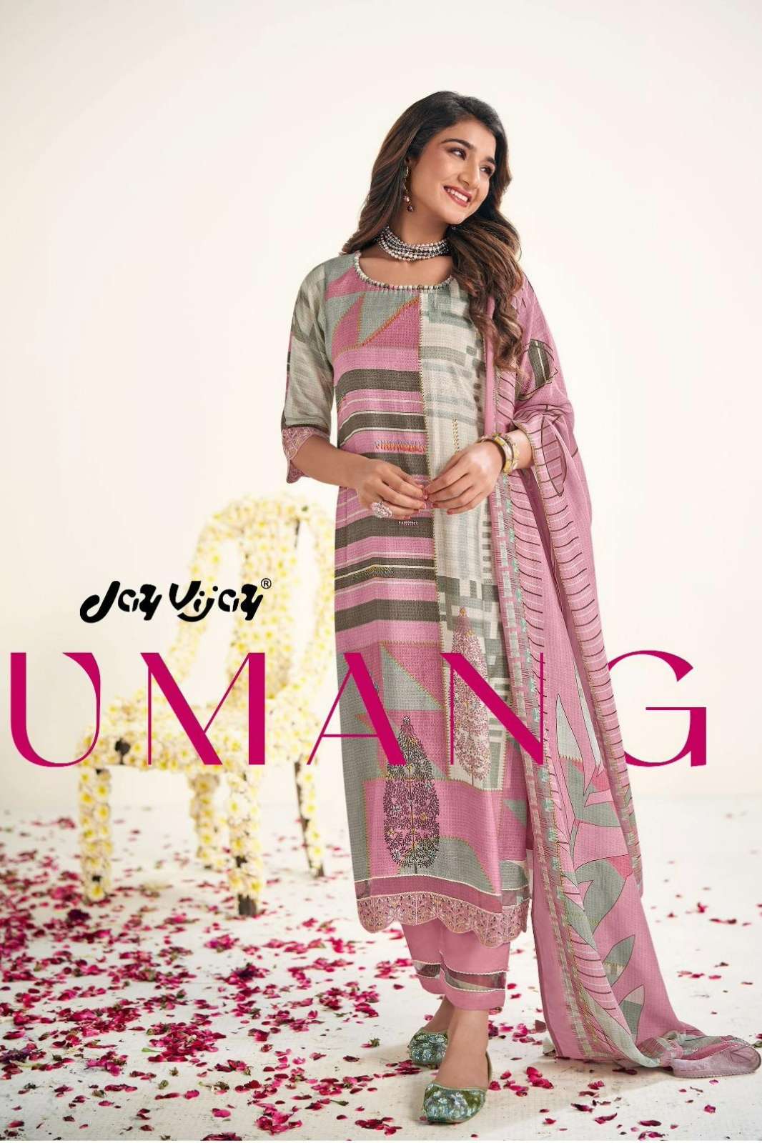 JAY VIJAY UMANG PURE MOGA SILK DIGITAL PRINTED SUIT WITH HANDWORK