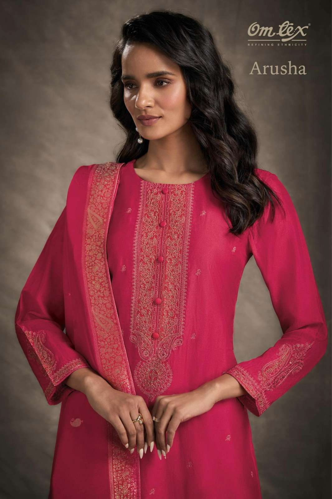 JAY VIJAY VIHARA PURE BEMBERG SLUB SILK SUIT WITH EMBROIDERY 