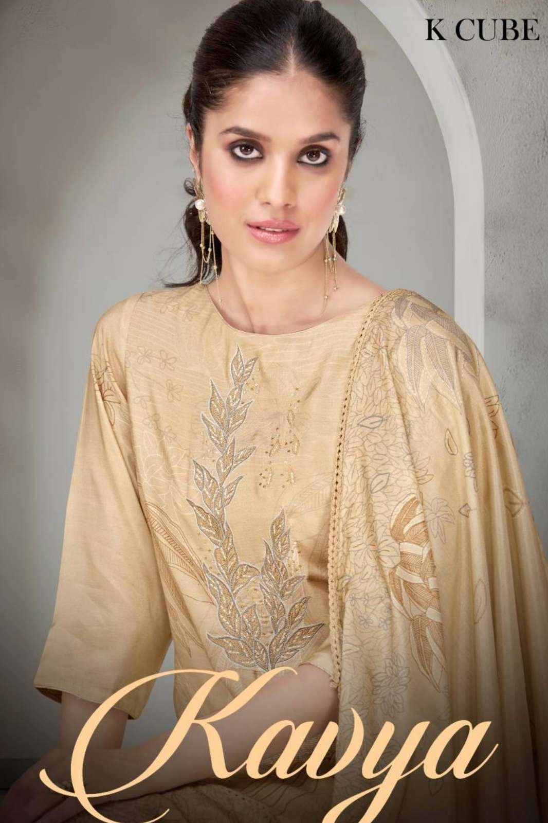  K CLUB KAVYA MUSLIN SILK DIGITAL PRINTED SUIT WITH EMBROIDERY & HAND WORK