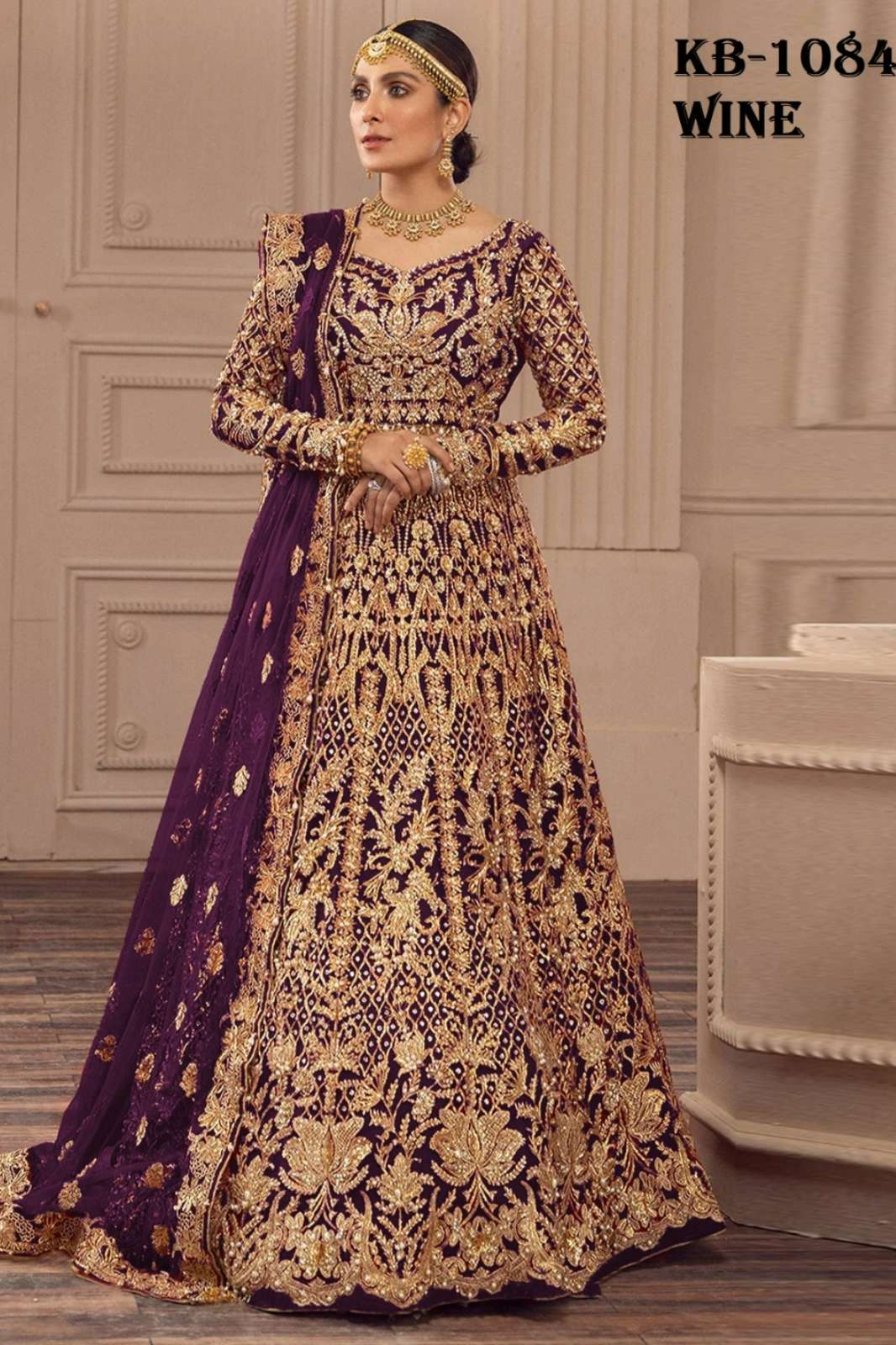 KB SERIES KB 1084 5 COLOR ADDED Heavy Butterfly Net Bridal Anarkali Gown