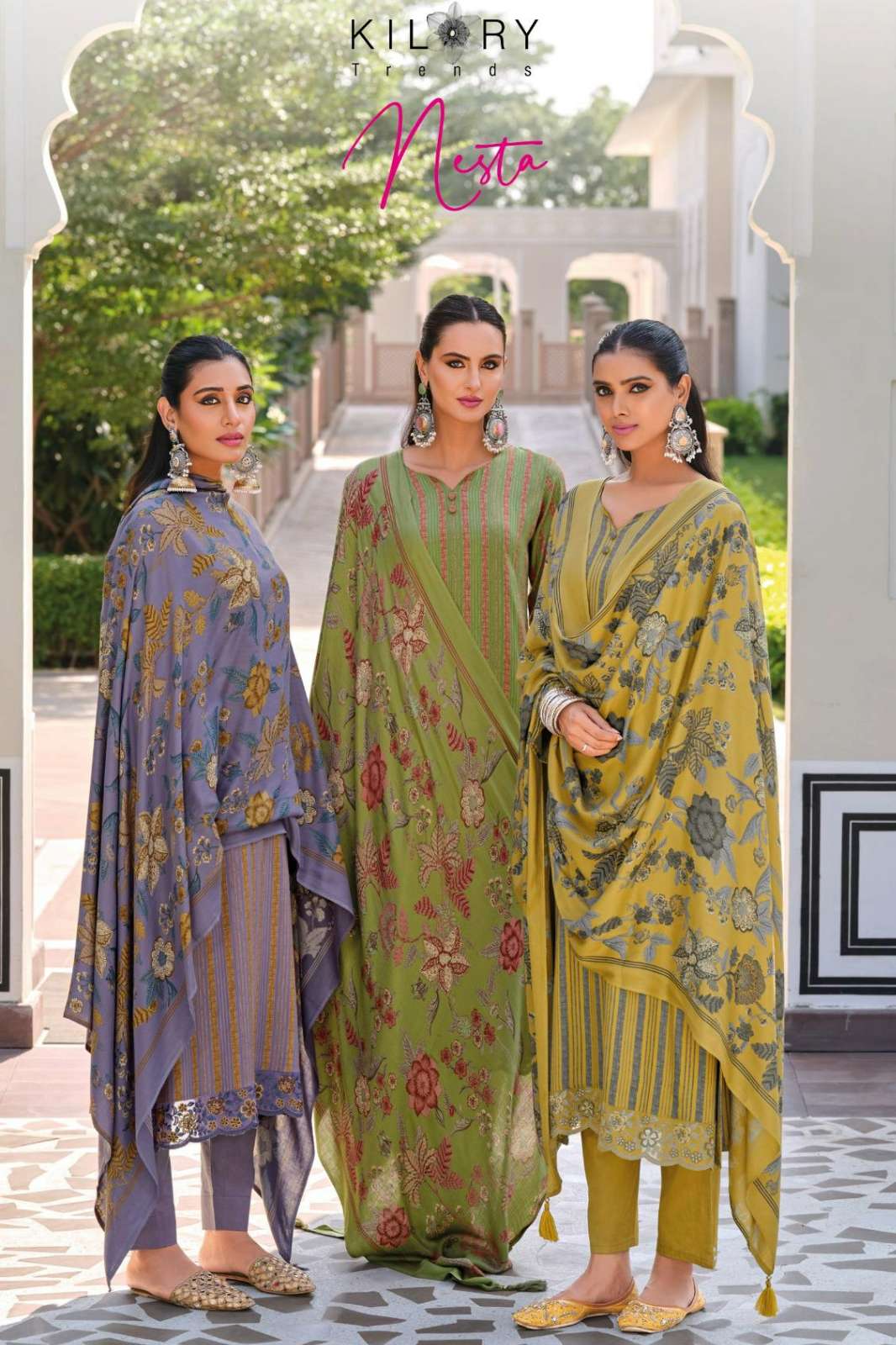 Kilory Trends NESTA Viscose Pashmina Digital Printed Suit with Embroidery Work
