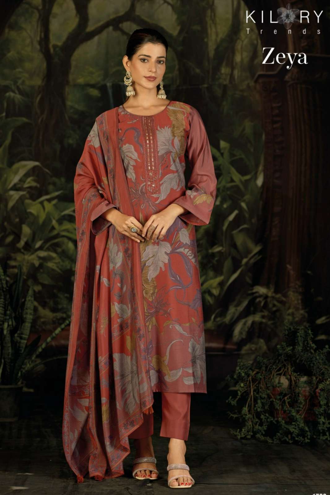  KILORY TRENDS ZEYA PURE MUSLIN SILK DIGITAL FOIL PRITED SUIT WITH EMBROIDERY 