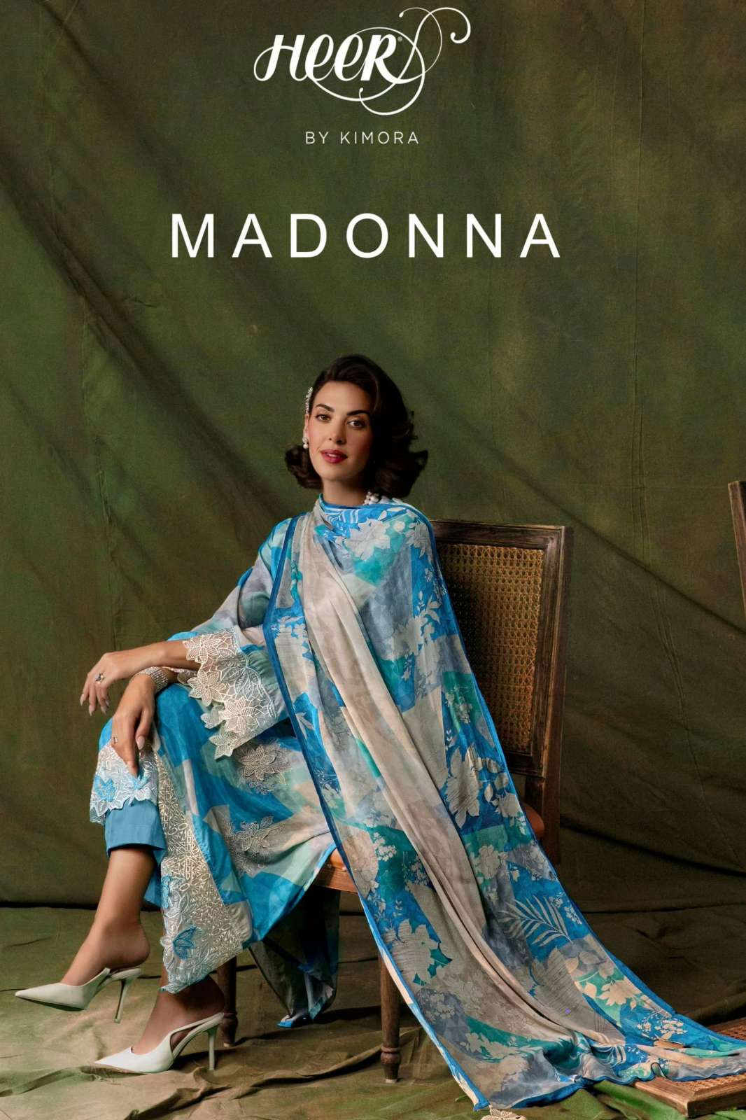 KIMORA  HEER MADONNA PURE MUSLIN SUIT WITH DIGITAL PRINT & EMBROIDERY