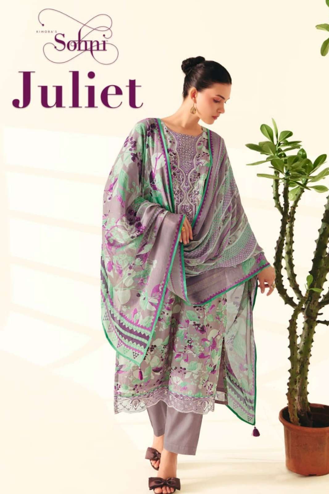 KIMORA SOHNI JULIET PURE MUSLIN DIGITAL PRINTED SUIT WITH RESHAM EMBROIDERY 