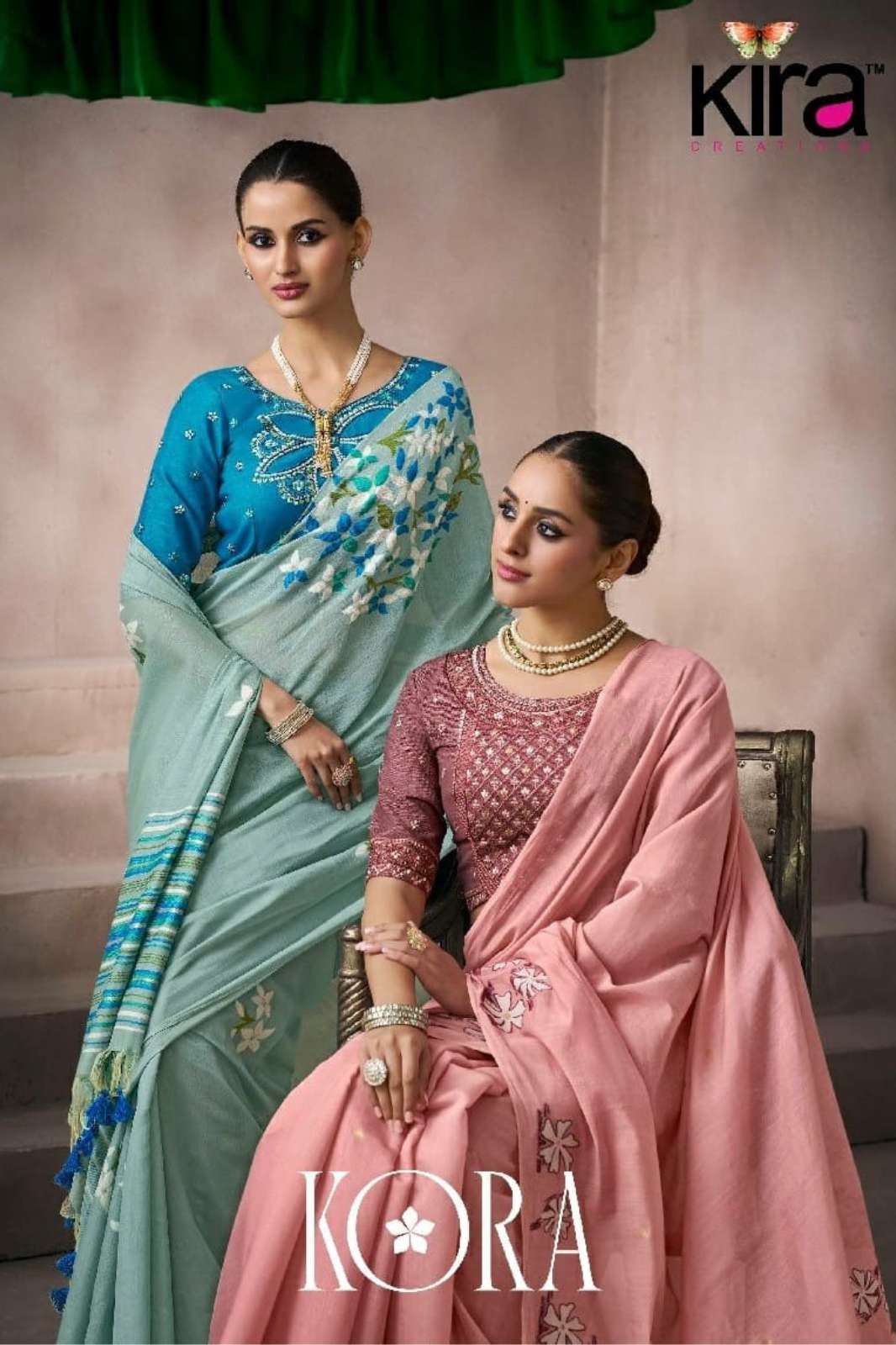 Kira Kora Silk Viscose Cotton Saree with Fancy worked Blouse