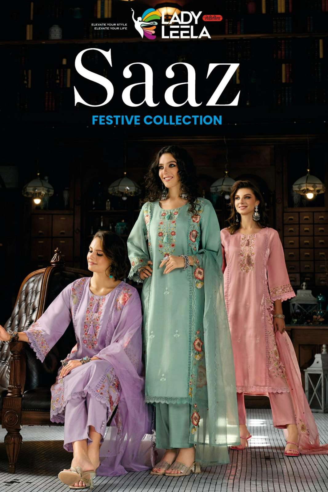 Lady Leela SAAZ Ready to Wear Pure Viscose Suit with Embroidery Work