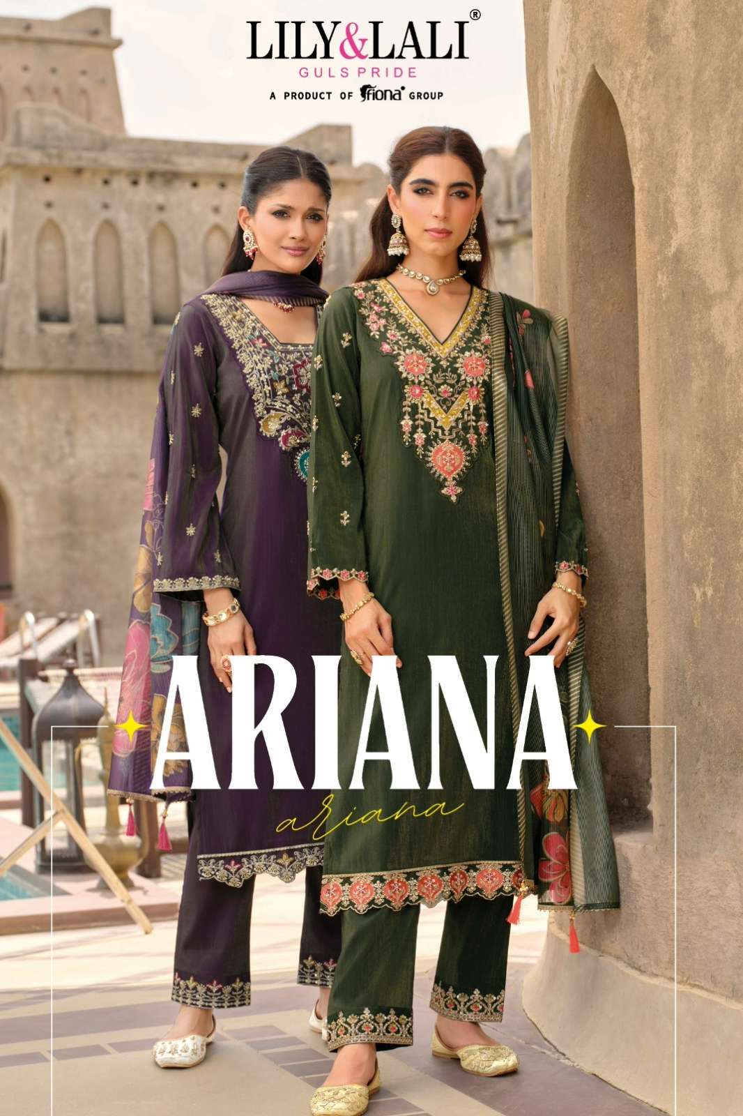 LILY & LALI Ariana Shimmer Silk Suit with Handwork & Embroidery Work