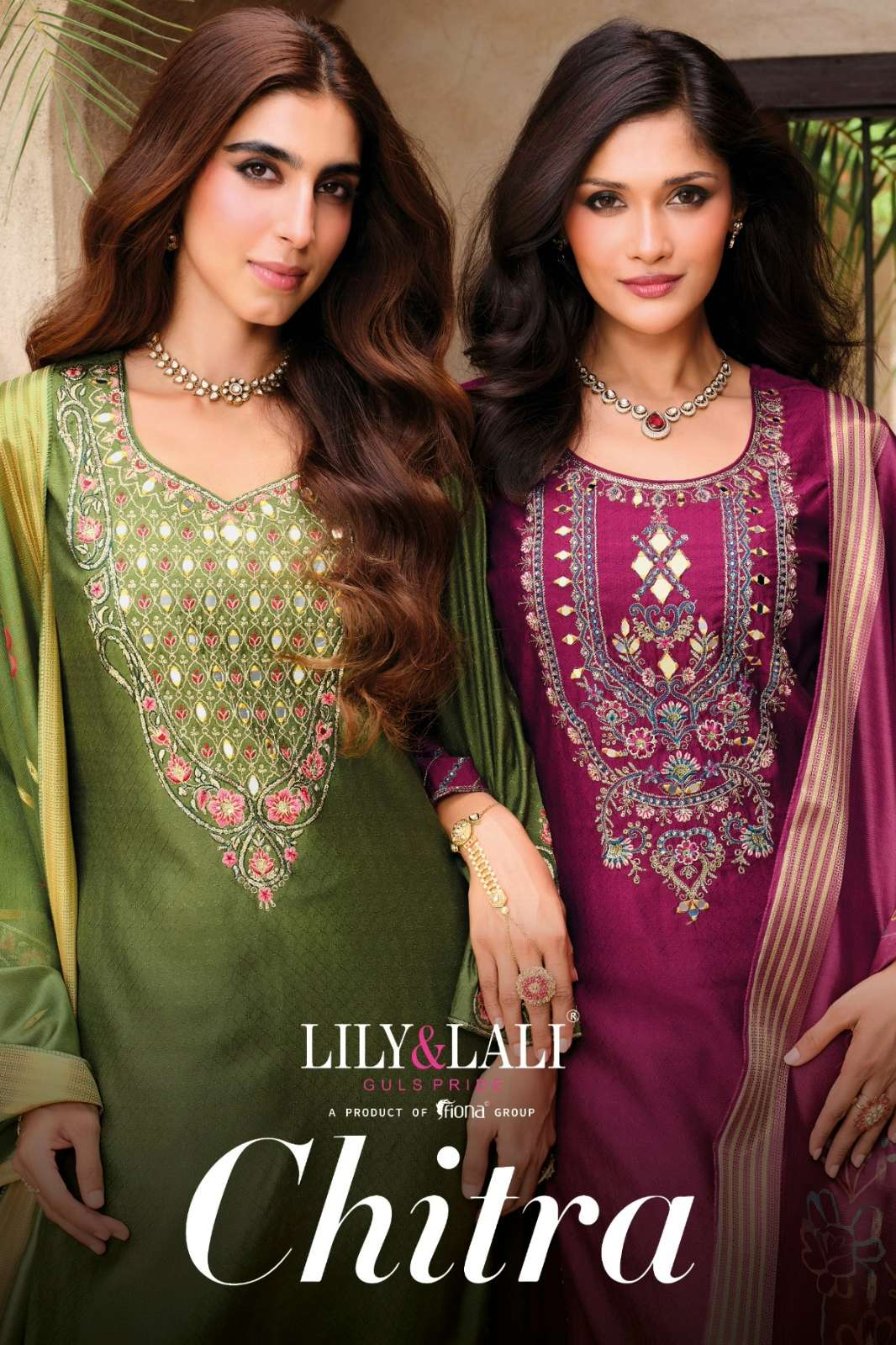 LILY & LALI Chitra Viscose Silk Suit with Mirror work & Embroidery Work