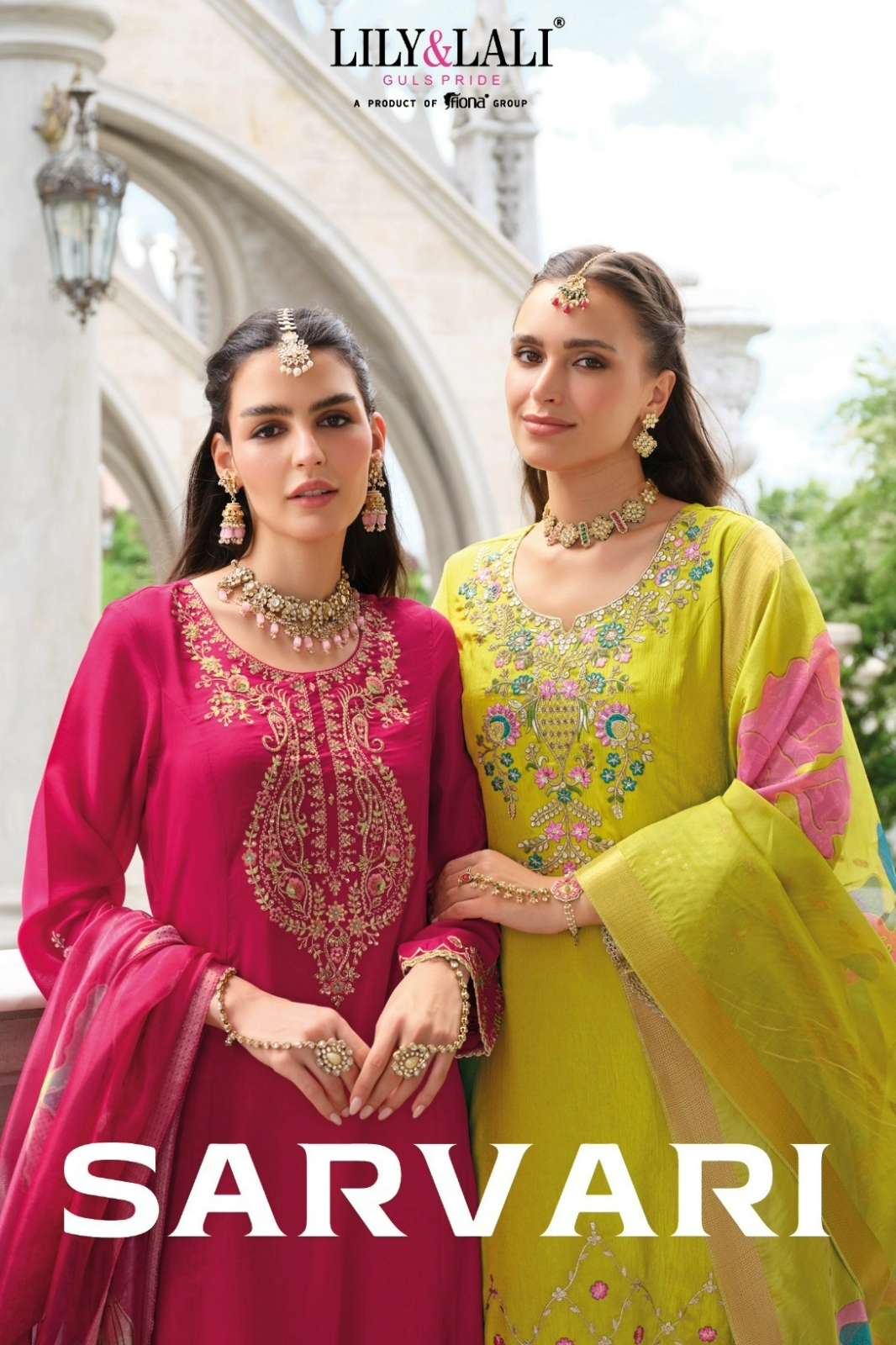 LILY & LALI Sarvari Chinon Silk Suit with Handwork & Embroidery Work