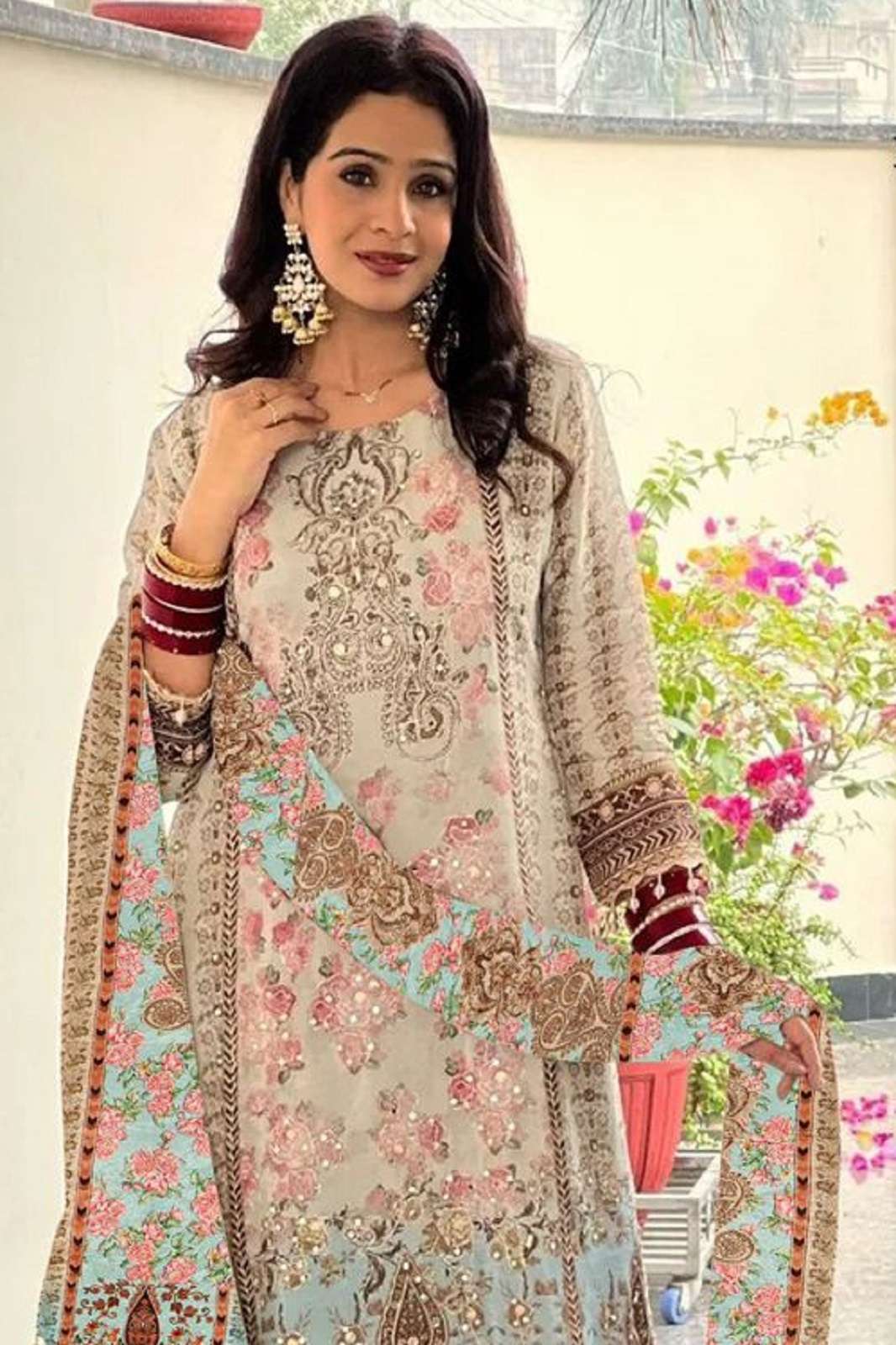 MEHBOOB TEX 1689 VISCOSE MUSLINE HANDWORKED SUITS