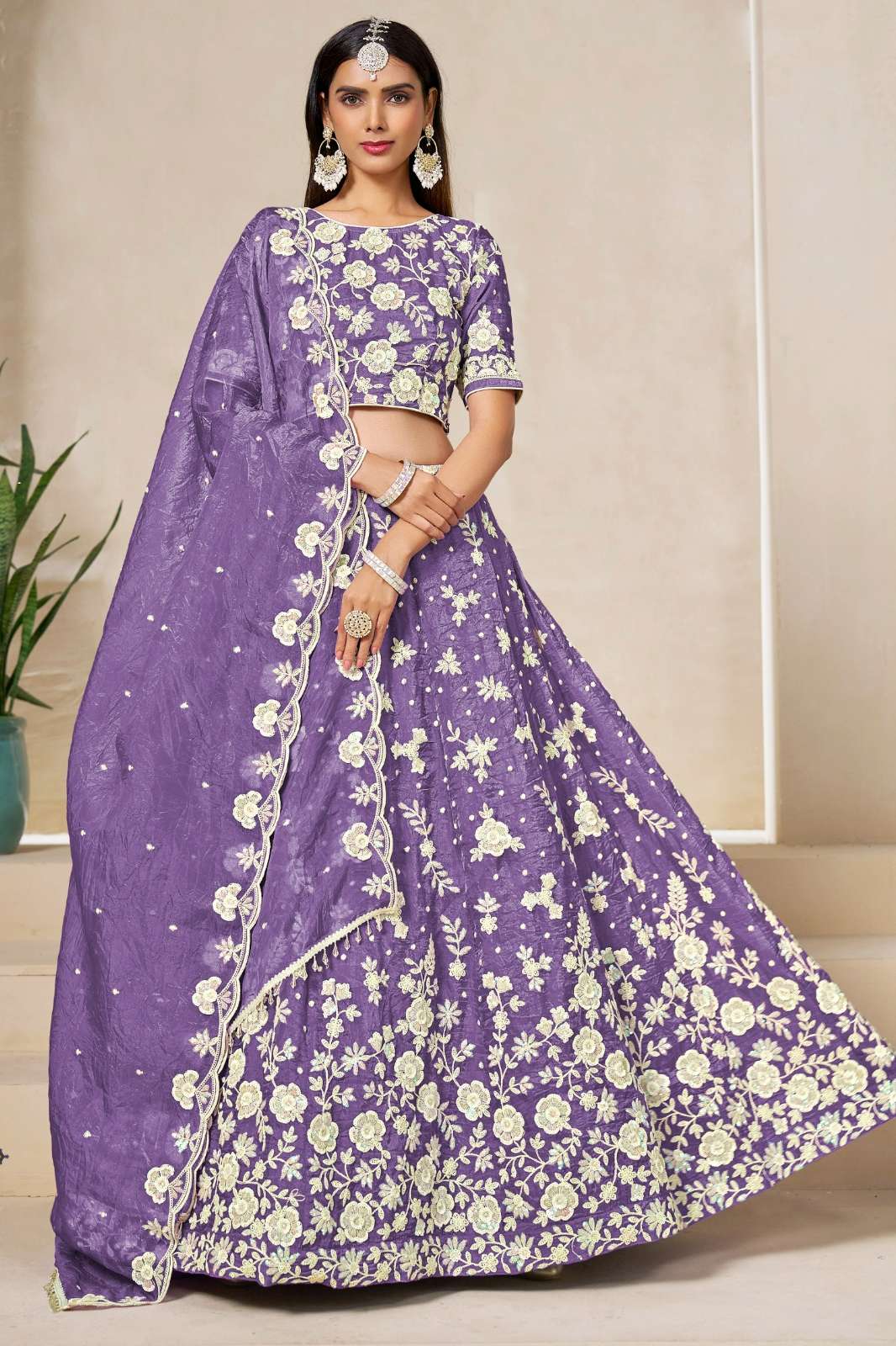 Mehvish MEHVISH VOL 19 SOFT CRUSH FILL ORAGANZA GOLD CRUSH LEHENGA CHOLi