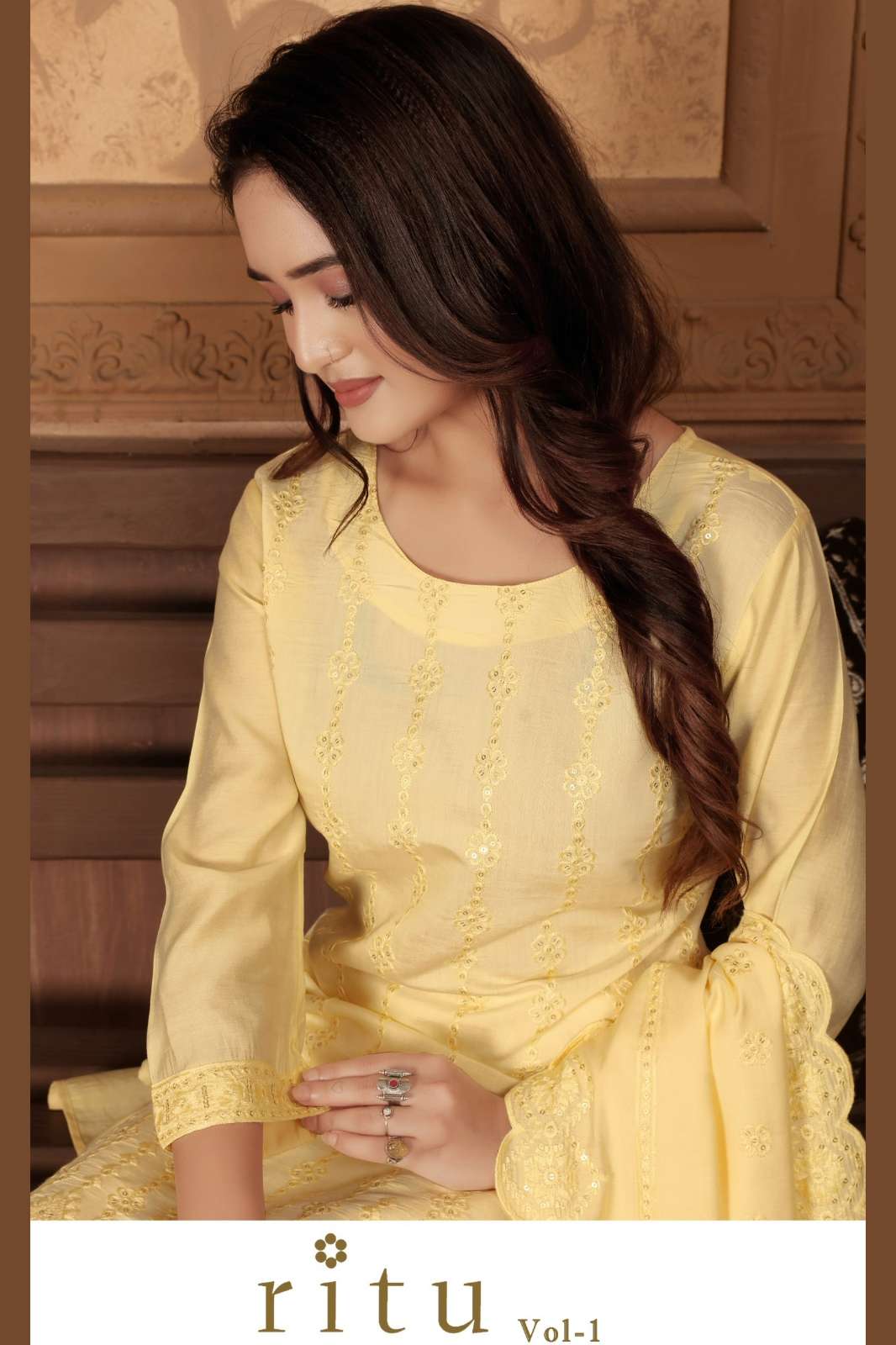 MOKSH INTERNATIONAL RITU Vol 1 Heavy Peri Chanderi Straight Suit