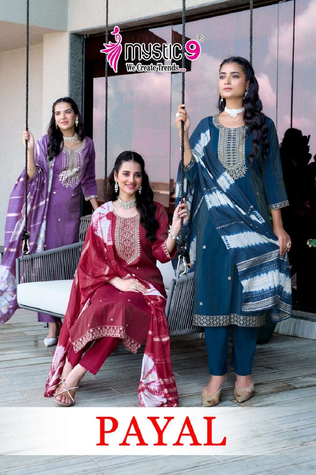 MYSTIC 9 PAYAL VOL 1 VERTICAN EMBROIERED READY TO WEAR KURTIES