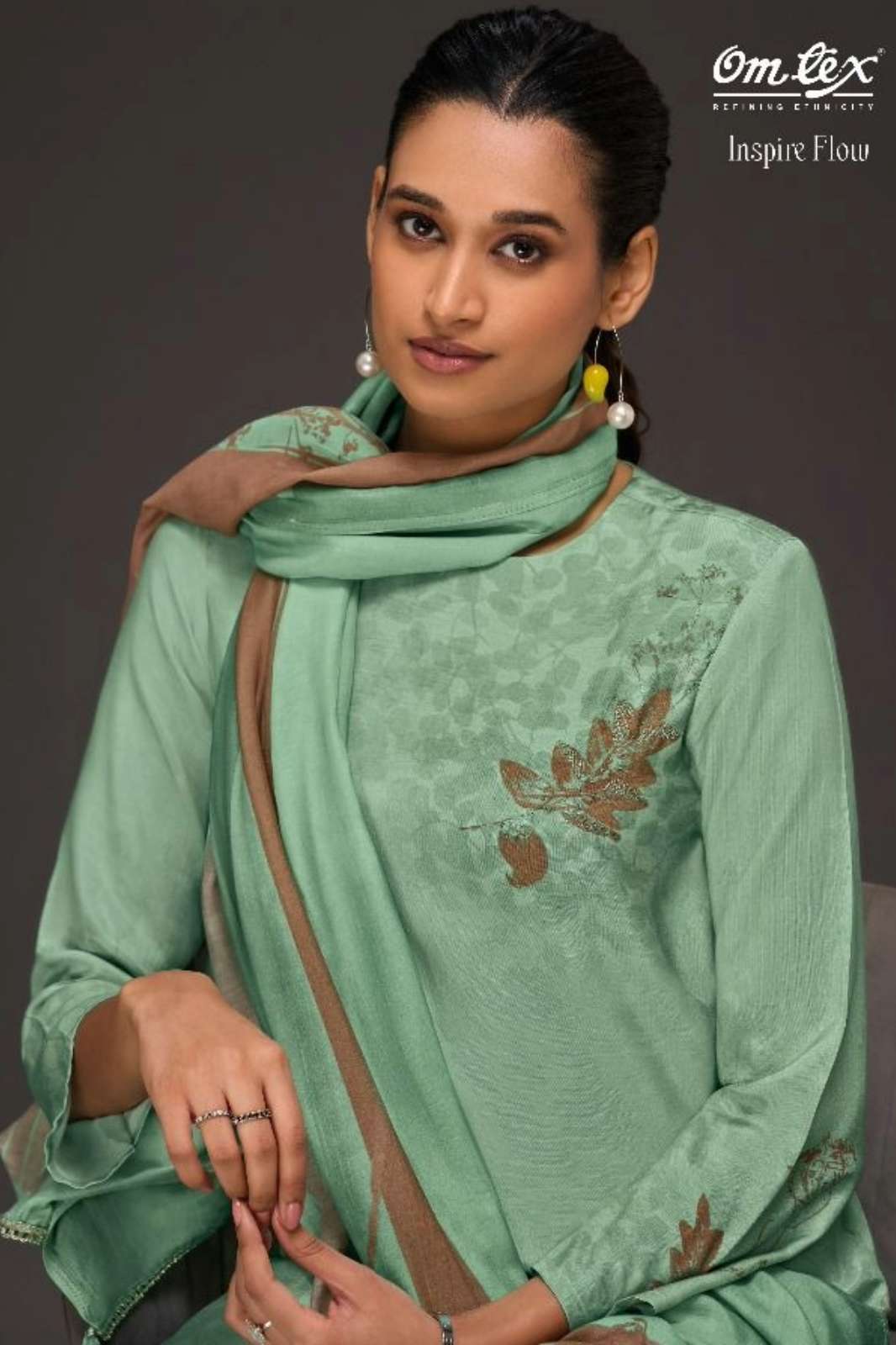 OMTEX INSPIRE FLOW PAKIZA SILK DIGITAL PRINTED SUIT WITH HAND WORK