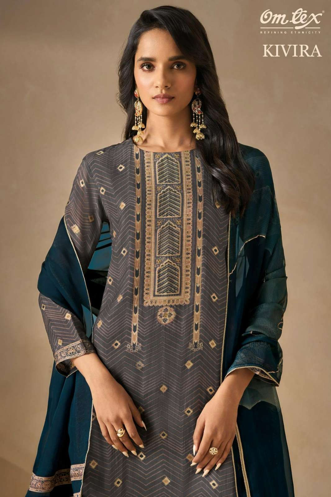OMTEX KIVIRA CREO SILK JACQUARD DIGITAL PRINTED SUIT