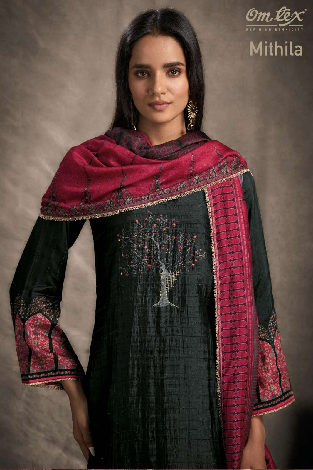  OMTEX MITHILA RUBINA SILK DIGITAL PRINTED SUIT WITH HAND WORK