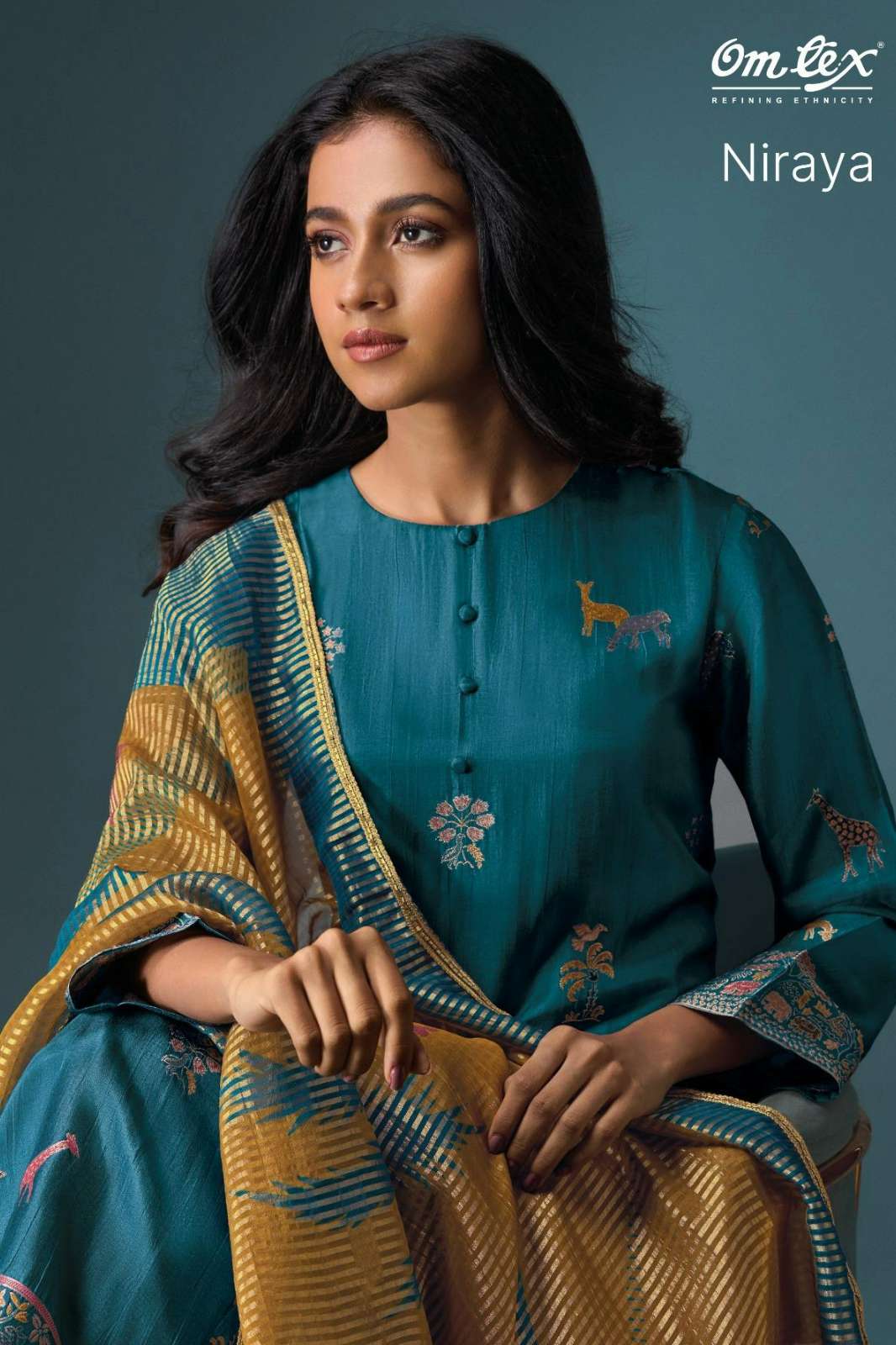  OMTEX NIRAYA OLIVIA SILK JACQUARD DIGITAL PRINTED SUIT 
