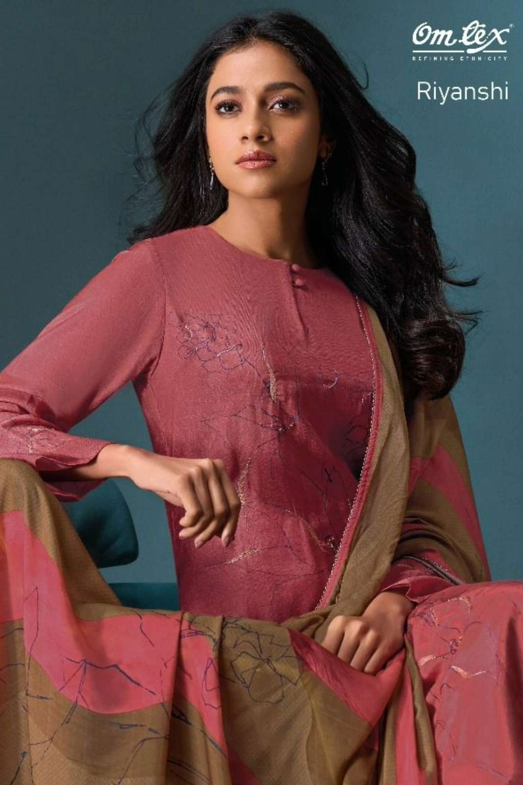 OMTEX RIYANSHI PAKIZA SILK DIGITAL PRINTED SUIT WITH HAND WORK