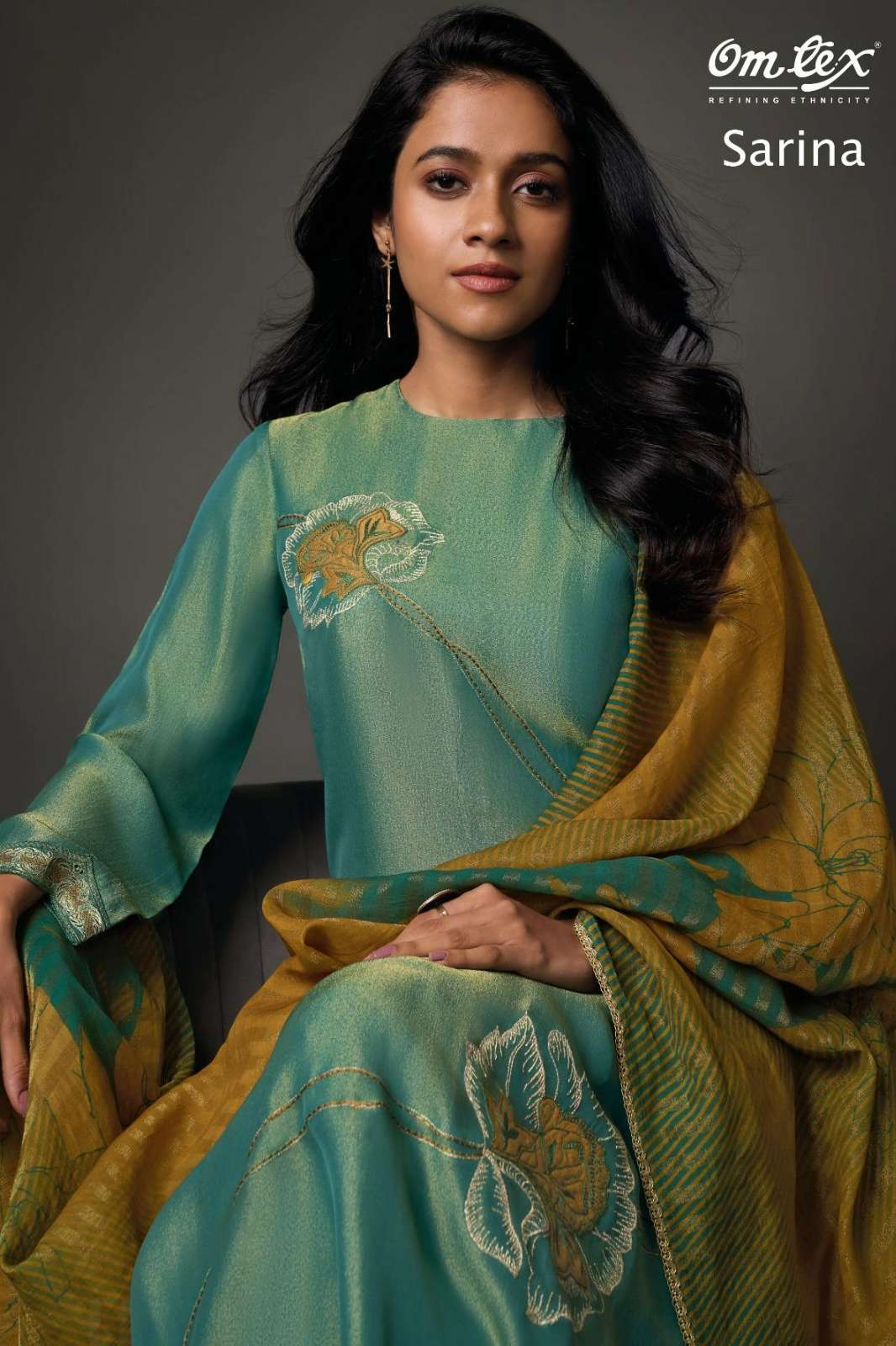 OMTEX SARINA SILK TISSUE EMBROIDERY PATCH WORK SUIT 