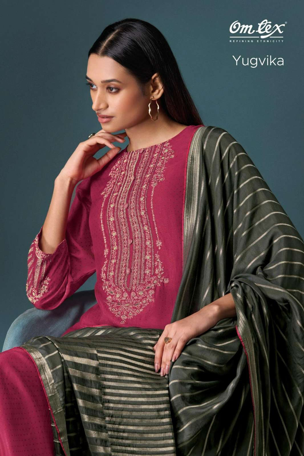 OMTEX YUGVIKA OLIVIA SILK DIGITAL PRINTED SUIT WITH EMBROIDERY WORK