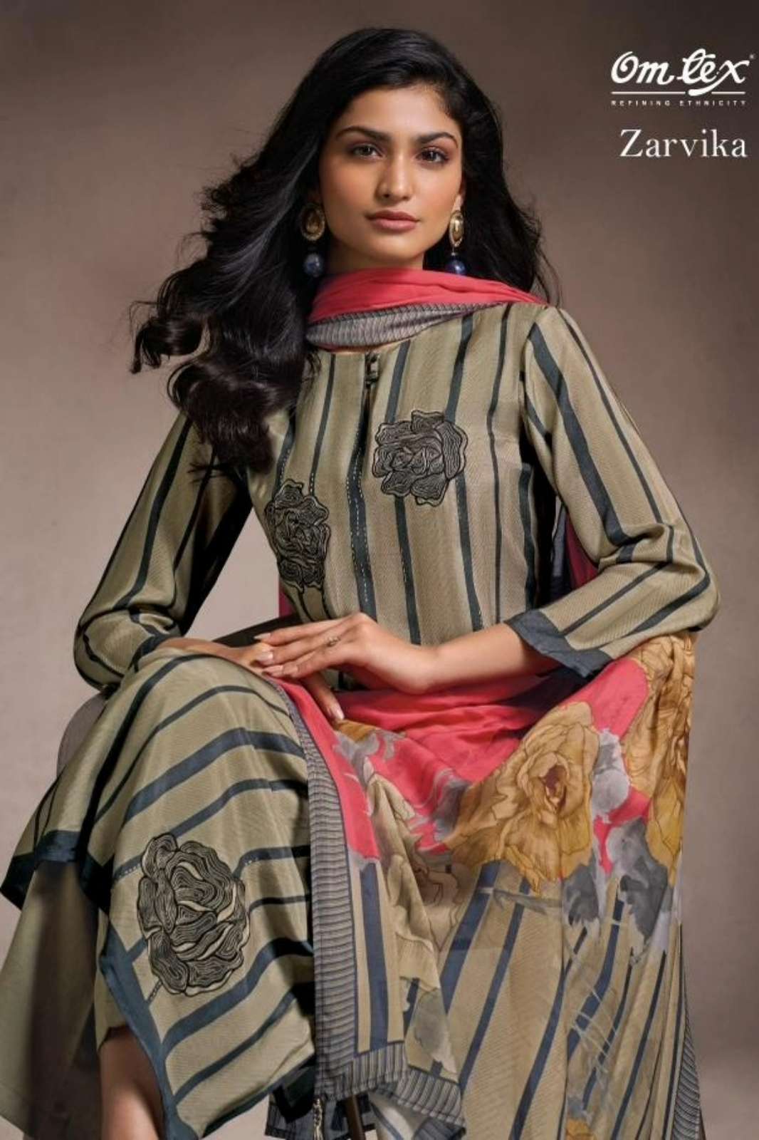 OMTEX ZARVIKA PAKIZA SILK DIGITAL PRINTED SUI WITH HAND EMBROIDERY WORK