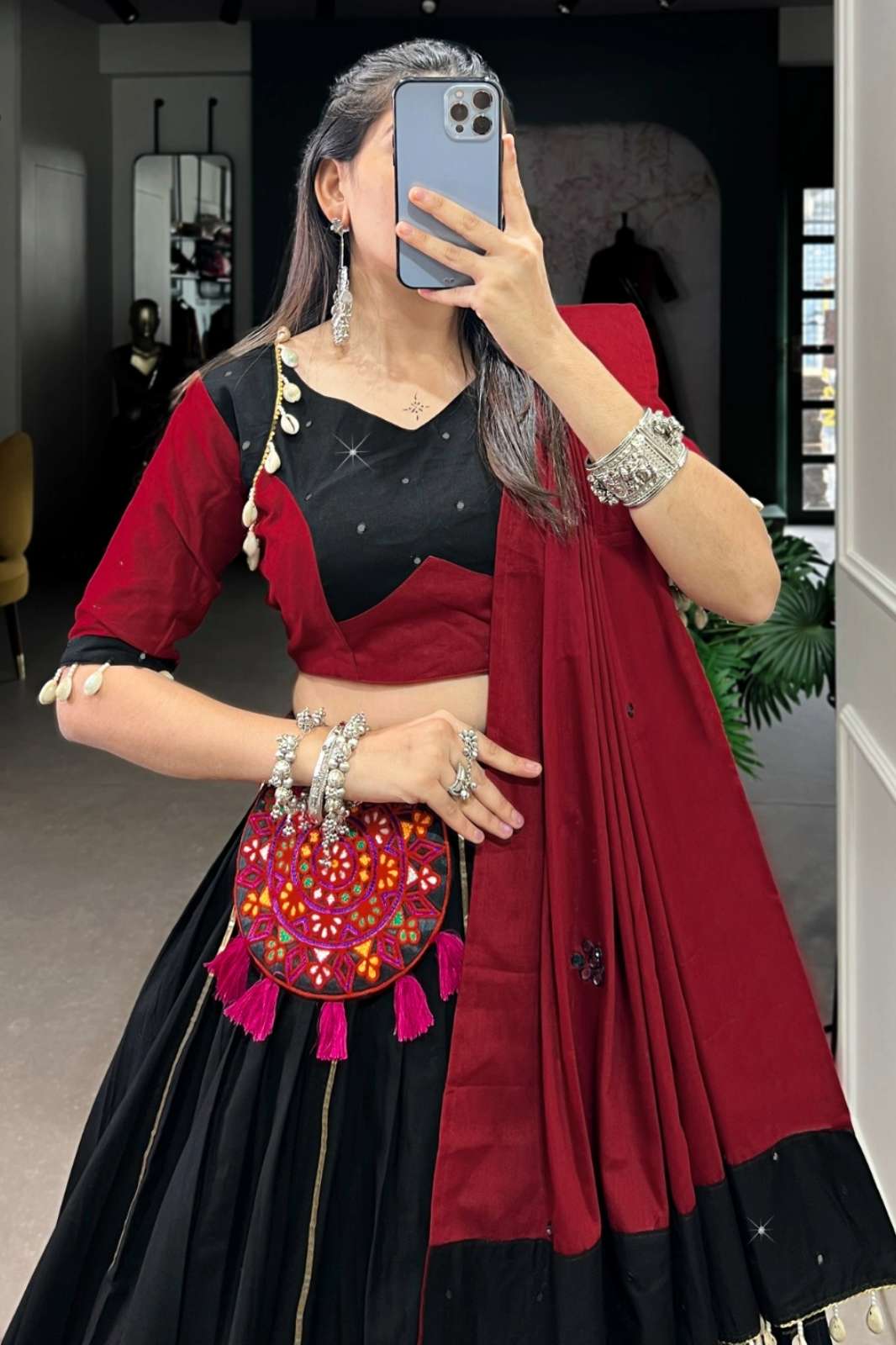 PAYAL CREATION 1603BLK Black Beautiful Navratri Ready Pure Cotton Lehenga Choli
