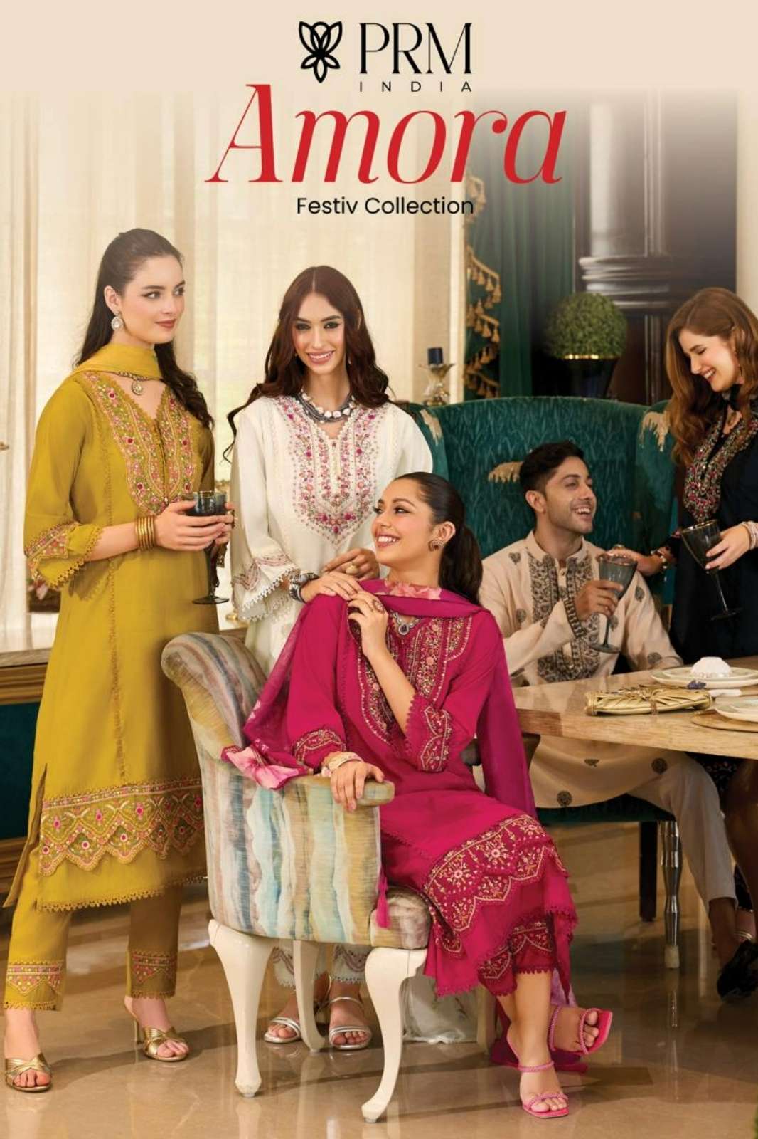PRM INDIA AMORO Roman Silk Suit with Embroidered & Handwork