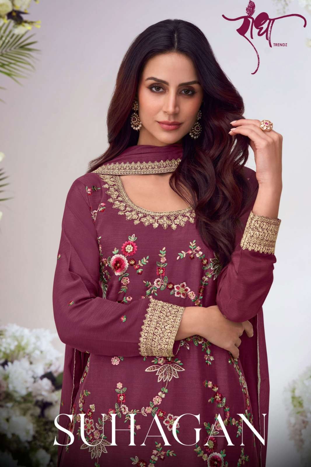 RADHA TRENDZ SUHAGAN HEAVY PREMIUM CHINON SUIT