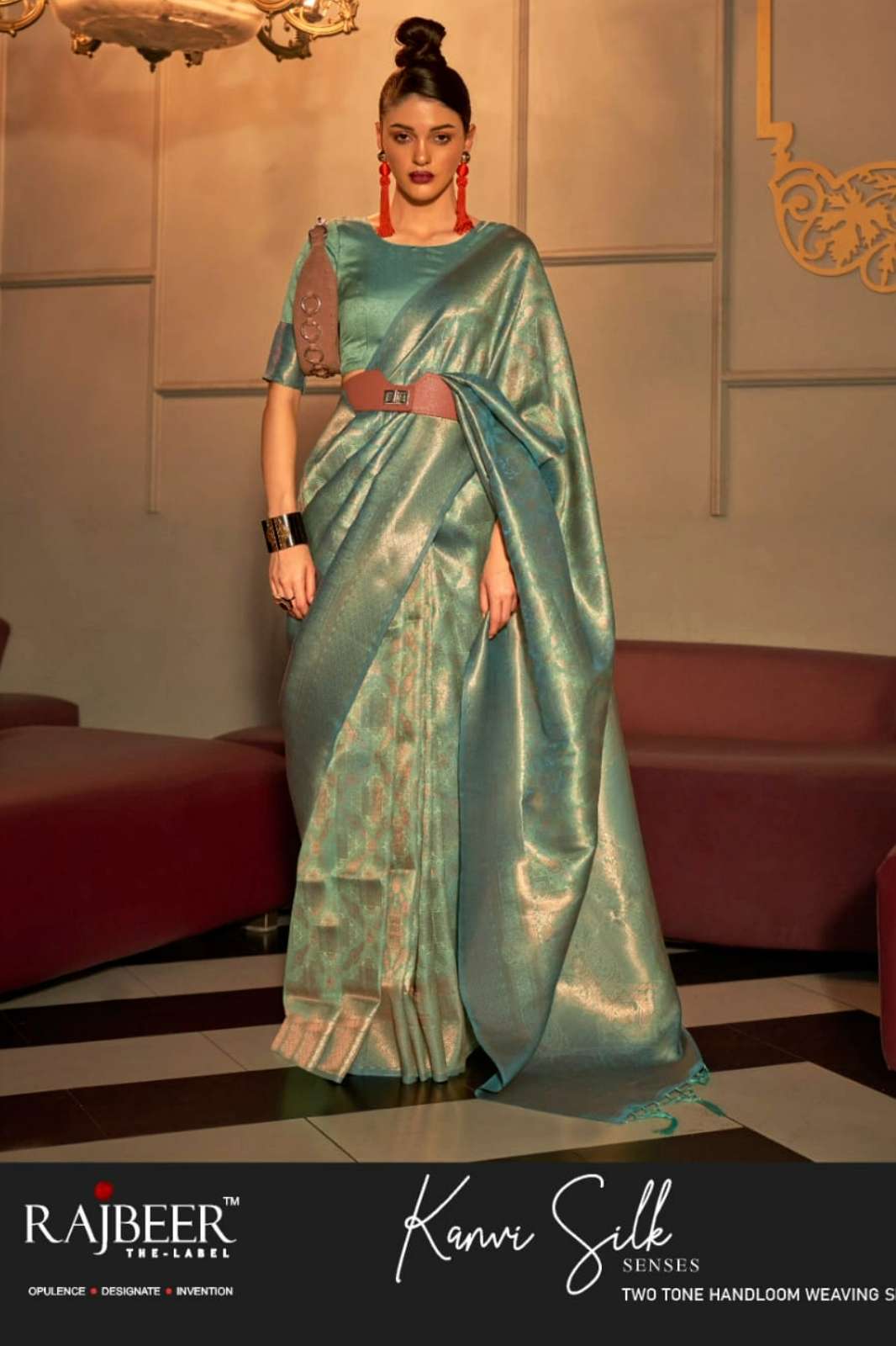 Rajbeer KANVI SIKK ROYALS Two Tone Handloom Weaving Saree