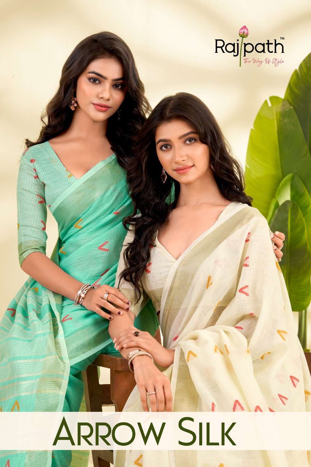 Rajpath ARROW SILK Formal Wear Designer Linen Silk Saree