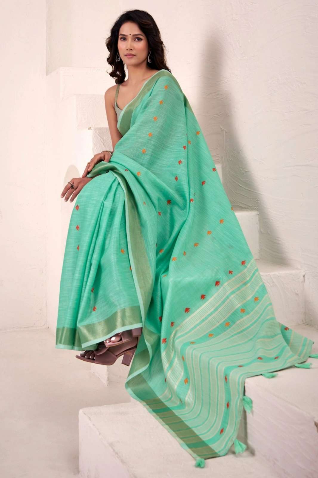 Rajpath Casual Wear Designer Linen Silk Saree