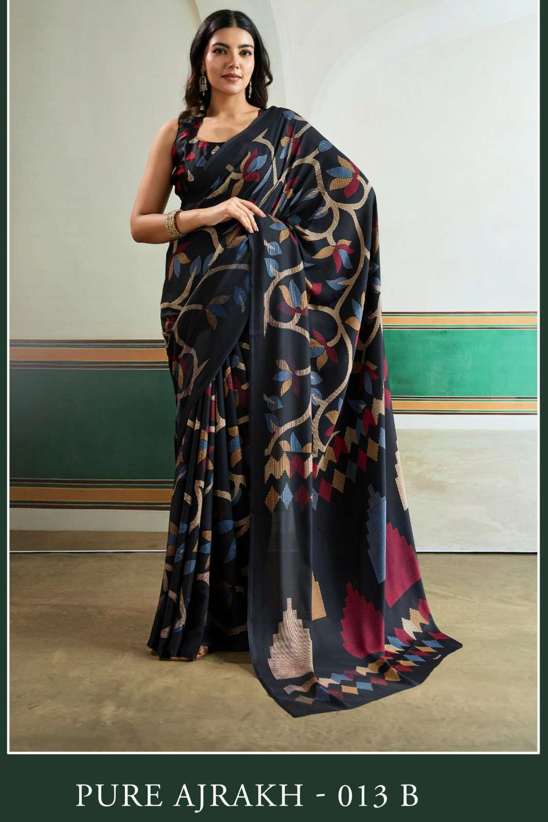 Rajtex Pure Ajrakh 013 013 A TO 013F Modal Satin Ajrakh Printed Saree